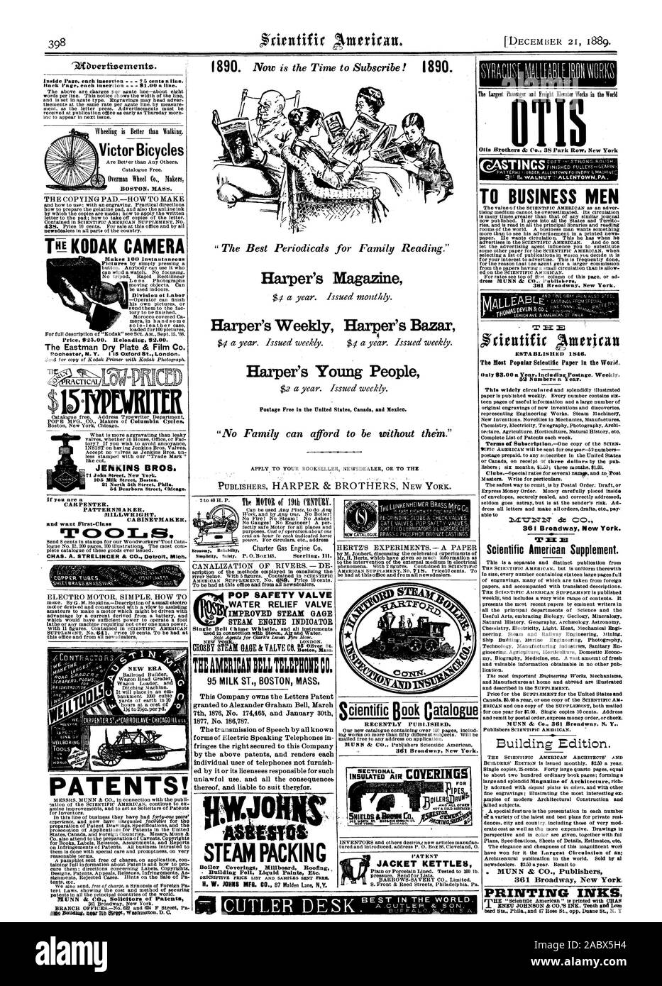 Le meilleur des périodiques pour la lecture de la famille." Harper's magazine Harper's Weekly Harper's Bazar Harper's Jeunes sans affranchissement dans les États-Unis Le Canada et le Mexique. 'Aucune famille ne peut se permettre d'être sans eux.' OTIS Otis Brothers & Co. 38 Park Row New York. ALLENTOWNPA NOYER CASTINGS Hack Page chaque insertion 51.00 une ligne. En fait 100 Division de l'instantané. La main-d'Eastman Dry Plate & Film Co. Rochester N.Y. JE 15 Londres Oxford St.. La simplicité de la fiabilité de l'économie de la sécurité. Soupape de sécurité POP CLAPET DE DÉCHARGE DE L'EAU VAPEUR AMÉLIORÉE GAGE À AERICAIIILL 95 INDICATEUR DE TIMOR CO. LAIT ST. BOSTON Banque D'Images