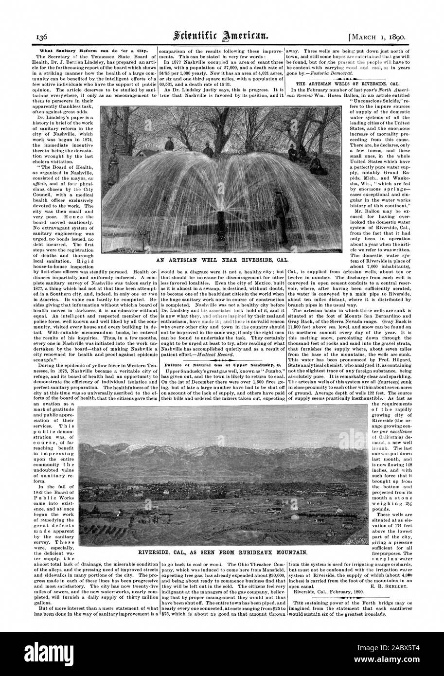 Ce que la réforme sanitaire peut faire pour une ville. L'échec de gaz naturel à Upper Sandusky 0. Les puits artésiens DE RIVERSIDE CAL. N Puits artésien PRÈS DE RIVERSIDE CAL. Un IDE RIVIÈRES CAL. Vu DE RUBIDEAUX. LA MONTAGNE, Scientific American, 1890-03-01 Banque D'Images