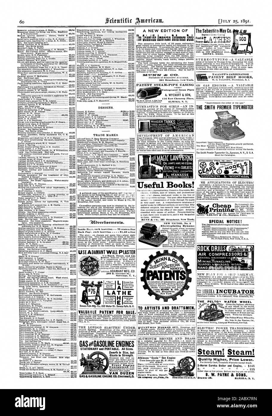 Pour les artistes et dessinateurs. En Laiton et Bronze d'ALUMINIUM Le Sebastian-May Co. l'amélioration de puissance de coupe vis J.IATHES Pied&T 165 à 167 Highland Ave. SIDNEY de l'Ohio. Les stéréotypes d'UN BREVET VALABLE SUR ENUINES DE GAZ.-A. La précieuse MACHINE À ÉCRIRE LE PREMIER MINISTRE SMITH Smith Premier Typewriter Co. Syracuse N. Y. U. S. A. WIIIMMINDIM 0 g4 4b 06,4 M d'ions d'APPLICATIONS BOUILLOIRE AVIS SPÉCIAL ! ROCK DRILLS COMPRESSEURS AIR NOUVEAU PLAN POUR UN CHEMIN DE FER. Le PELTOm PeltonWater la roue de l'eau Co. Roue ELECTRIC POW ER Vapeur TRANSMISSION ! La vapeur ! Prix supérieur de qualité inférieure. Eureka 2 Chevaux moteur et Chaudière - $ Banque D'Images