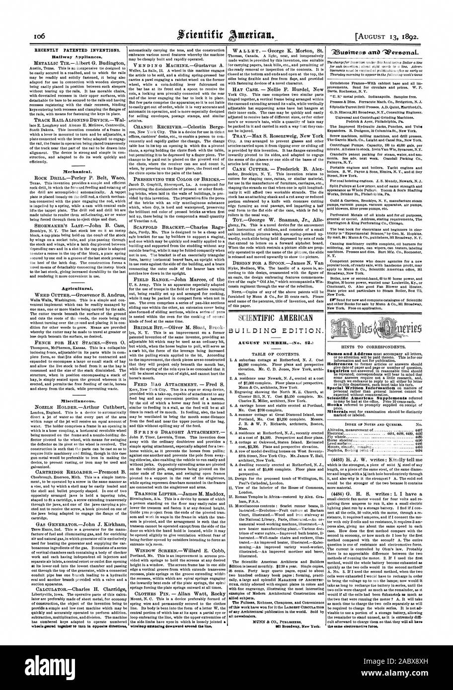 Récemment les inventions brevetées. Couloir d'appareils ménagers. Suivre l'alignement mécanique ferroviaire DEVICEWal. Agricole. Divers. cartouche. roues adaptés ensemble pour tourner la direction opposée LA PRÉSERVATION DE LA COULEUR DES BRIQUES wireloop eitendlag PRINTEMPS PROJET DE PIÈCE JOINTE de l'hydromel à la baisse la ligne EDITION DU BÂTIMENT. TABLE DES MATIÈRES. I. Un chalet au N. J. Rutherford 2000 $ Coût complet. Plans d'étage et une perspective ham F.S.A. 13. Dispositions diverses matières : scarlet runner beans il lustratedEvoltition-culture de fruits à Barham Cour illustrée.--escalier en bois et fer à la Bibliothèque Nationale Paris Banque D'Images