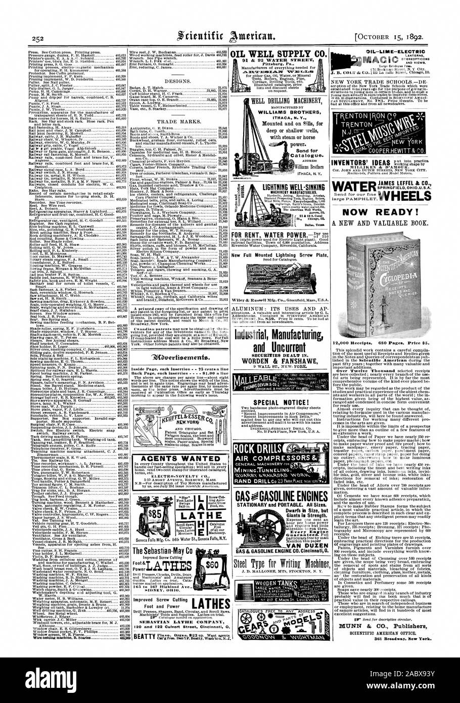 Les marques. Bien d'HUILE D'HUILE D'ALIMENTATION CO.-lime-lanternes électriques 8Beekman Street N. Ville ir. 9.0Verfisernents. Page intérieure chaque insertion 25 cents une ligne le Sebastian-May C Puissance 165 à Highland Ave. SIDNEY 00. AGENTS TOUR voulait que le filet métallique la machine B. Searles MAW Pied et puissance SEBASTIAN TOUR COMPANY 120 et 122 Rue du ponceau Cincinnati 0 Chat est libre. Tsang F. Beatty. Washto n.N.J. 4.1 .0.p.r CT. Bien-FOUDRE MACHINES DE FABRICANTS. L'Américain travaille bien Mme M. de 250 Nouvelles éclair monté complet de fabrication industrielle de plaque vissée et Uncurrent titres négociés dans. WORDEN Banque D'Images