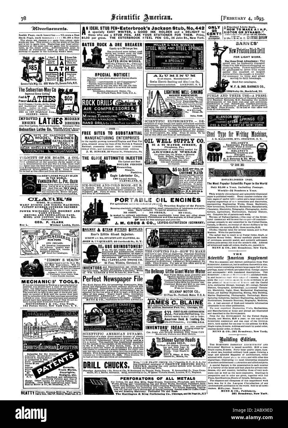 Les OUTILS DES MÉCANICIENS. Vous amateur devrait avoir un exemplaire de notre nouveau cata MONTGOMERY & CO. Outils Fine 105 Fulton Street New York City N. Y. AVIS SPÉCIAL ! SITES GRATUITS À D'IMPORTANTES ENTREPRISES DE FABRICATION DE GLACE MAISON ET CHAMBRE FROIDE. par R. SCIENTIFIC AMERICAN DYNAMO. Puits de pétrole SUPPLY CO. Pittsburg Pa. $5 à $15 l'Belknap Little Giant moteur à eau BELKNAP MOTOR CO. 25 OU MOTEUR DYNAMO.' BARN ES' pour les TRAVAUX LÉGERS. 1999Ruby St.Rockford Illinois FOSSILES ET LEUR UTILISATION, UN PRESI (g) UN LANSON CARY Emballages DELANEY'S Expansion joints métalliques et les brides Troisième & Fowler Ste. Milwaukee Wisconsin créé 1546. Le plus Banque D'Images