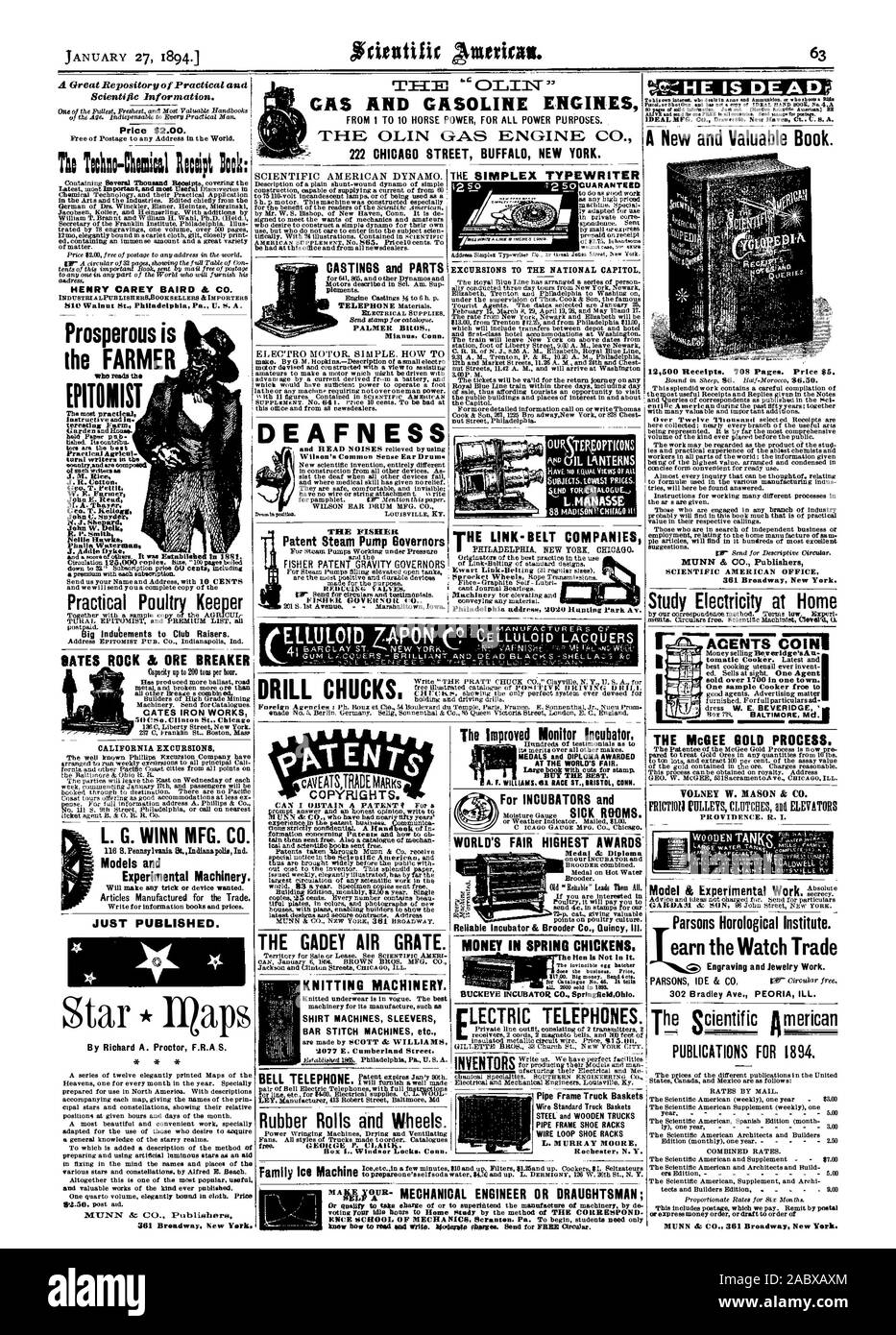 Étude de l'électricité à la maison par notre correspondenoe termes méthode faible. Les agents d'expérience automatique de pièces Cooker. Les dernières et vendu plus de 1700 dans une ville. Le processus d'or McGEE. Embrayages à friction CHUM et ascenseurs PROVIDENCE ft. I. Parsons Horological Institute. gagner la montre la gravure et bijoux Commerce Travail. Le LINK-BELT Adresse 2020 Philadelphie SOCIÉTÉS Parc Chasse Av. PUBLICATIONS pour 1894. ou express mandat ou traite à l'ordre de (1'1-1E ' OLIN' GAZ ET DES MOTEURS À ESSENCE DE 1 À 10 CHEVAUX DE PUISSANCE POUR TOUTES LES FINS D'ALIMENTATION. Le moteur à gaz d'OLIN CO. 222 BUFFAL CHICAGO STREET NEW YORK. 9 L. G. WINN, fabrication Banque D'Images