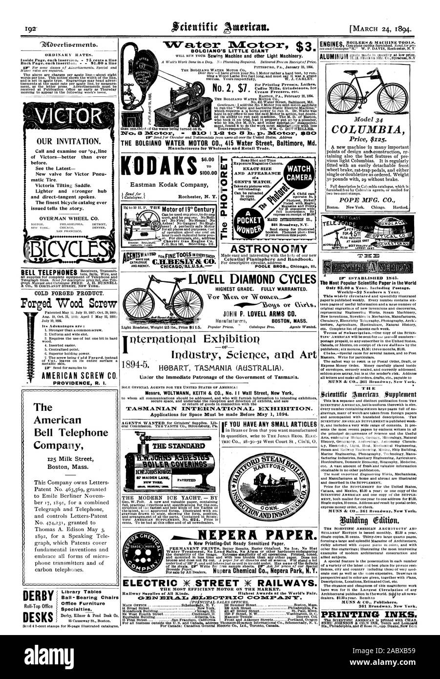 Ouvert à la lumière du jour. Une poche WONDES No 2 de 7 $. Eastman Kodak Company Rochester N. Y. LE SI VOUS AVEZ DES PETITS ARTICLES ET LES CHAUDIÈRES DES MACHINES-OUTILS. mpleteciortAi Colombie-britannique PAPE MPG. CO. N'LST LILIAN POUR 45°4 numéros par an-51 Hebdomadaire. 361 Broadway New York. Les encres d'., Scientific American, 1894-03-24 Banque D'Images Ouvert à la lumière du jour. Une poche WONDES No 2 de 7 $. Eastman Kodak Company Rochester N. Y. LE SI VOUS AVEZ DES PETITS ARTICLES ET LES CHAUDIÈRES DES MACHINES-OUTILS. mpleteciortAi Colombie-britannique PAPE MPG. CO. N'LST LILIAN POUR 45°4 numéros par an-51 Hebdomadaire. 361 Broadway New York. Les encres d'., Scientific American, 1894-03-24 Banque D'Images