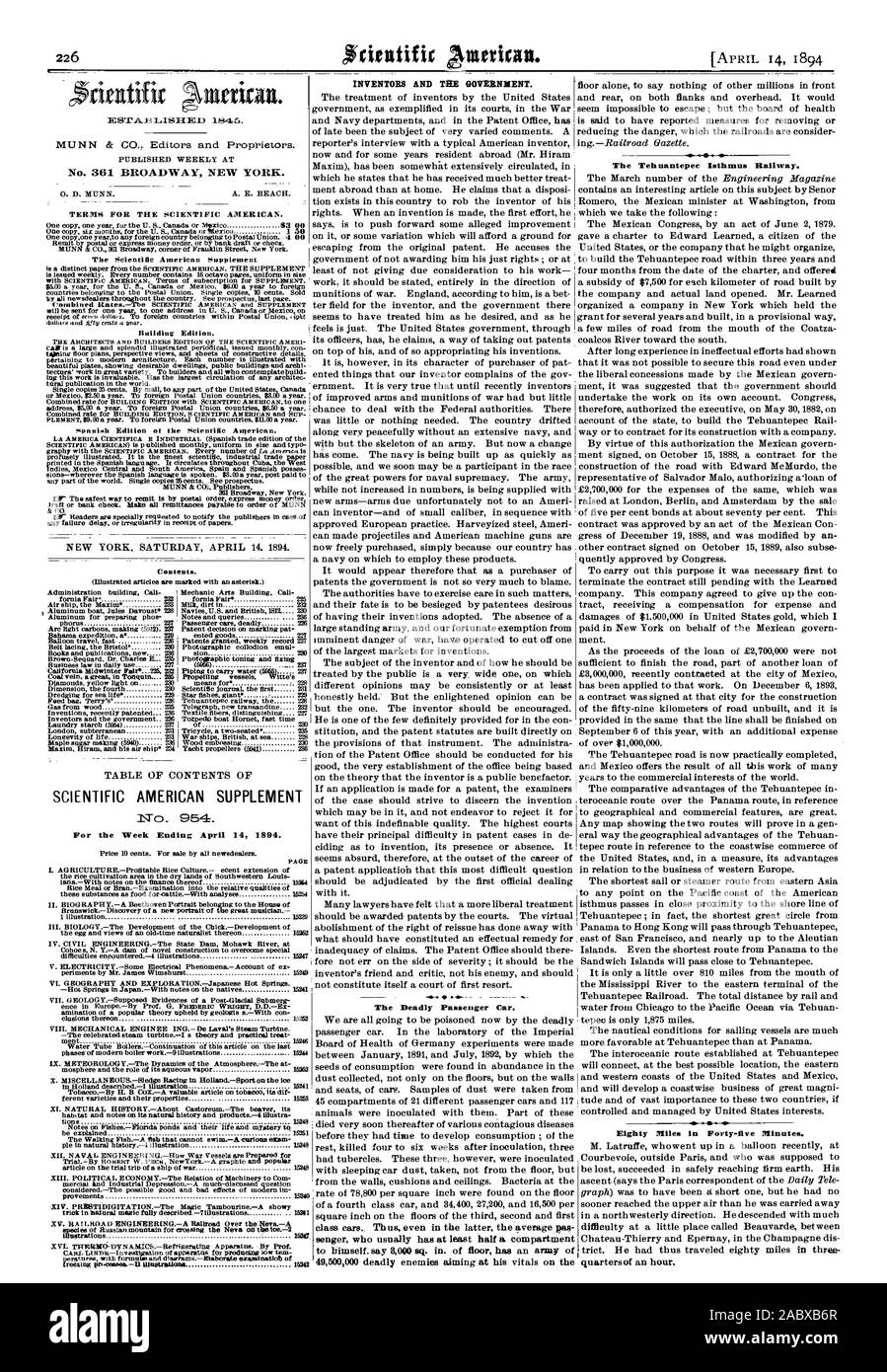 Semaine se terminant le 14 avril 1894. Prix 10 cents. En vente par tous les marchands de journaux. PAGE L'AGRICULTURE.-rentable la culture de riz.- extension de l'IANA. décent avec des notes sur les finances de celle-ci 15244 Repas de riz ou de son contre-interrogatoire. dans les qualités relatives de ces substances comme nourriture pour bétail-.-avec les analyses 15254 II. Biographie.- Un four Beeth Portrait appartenant à la maison de l'illustration 1 HI 15239. La BIOLOGIE.-Le développement du poussin.-Développement de l'œuf et de vues d'un naturaliste de l'ancien temps à ce sujet est 15262'. Génie civil.-l'état de la rivière Mohawk Barrage à Cohoe 5 N. Y.-un barrage de construction nouveaux t Banque D'Images