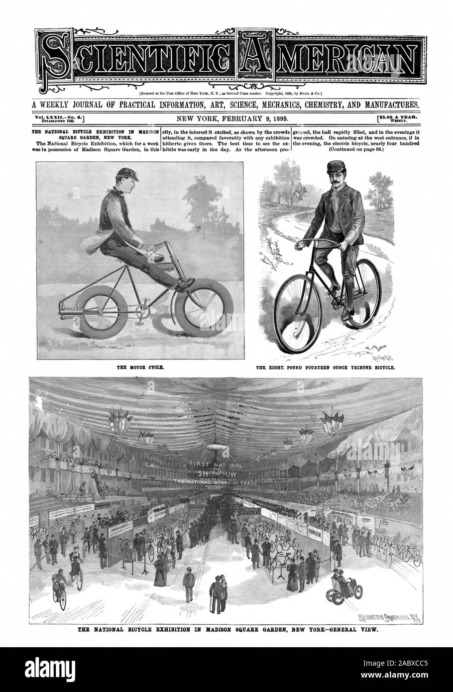 Copyright 1895 par Munn & Co. [MOO PAR AN. WENKLY. L'EXPOSITION NATIONALE DE LOCATION au Madison Square Garden de NEW YORK LE LIVRE HUIT QUATORZE ONCES TRIBUNE LOCATION. Le CYCLE DU MOTEUR. L'EXPOSITION NATIONALE DE LOCATION DANS LE MADISON SQUARE GARDEN NEW YORK-VUE GÉNÉRALE., Scientific American, 1895-02-09 Banque D'Images