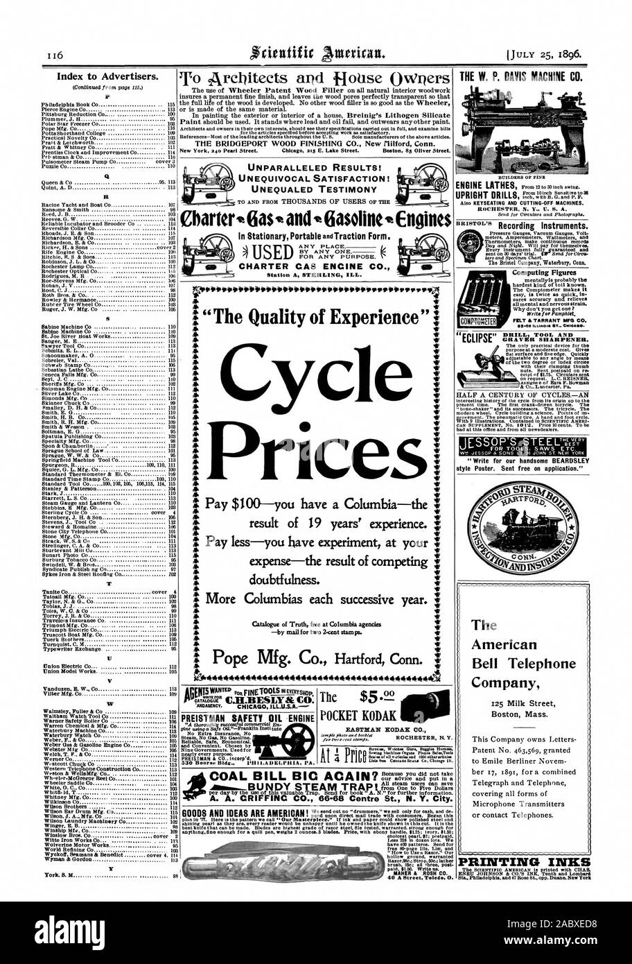 Le W. P. DAVIS MACHINE CO. Index pour les annonceurs. Pour les articles indiqués avant l'acceptation de travailler comme satisfaisante. Références - La plupart des grands architectes tout au long de l'unique fabricants des articles ci-dessus. La finition du bois BRIDGEPORT CO. New Milford dans le Connecticut New York 240 Pearl Street. Chicag 215 E. Lake Street. 85 Boston Street Oliver. Queen & Co 95. 3 A. Quint D 3 Char1er6asand6T asolineEnghtes Tanite C couvercle 4 Taylor N. & G. C 102 Le juge Tobias J 98 Toles W. C. & Co 99 Torrey. J. R. & C 0 Travelers Insurance Co. Trimont Mfg Co 106 Triumph Electric C 3 Banque D'Images