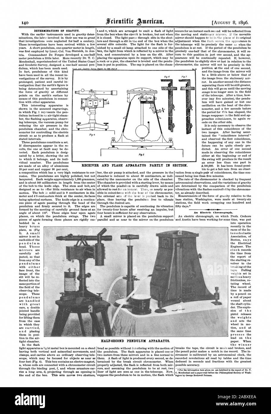 La détermination de la gravité. Un chronographe électrique. Appareil récepteur FLASH ET EN PARTIE DANS L'ARTICLE., Scientific American, 1896-08-08 Banque D'Images
