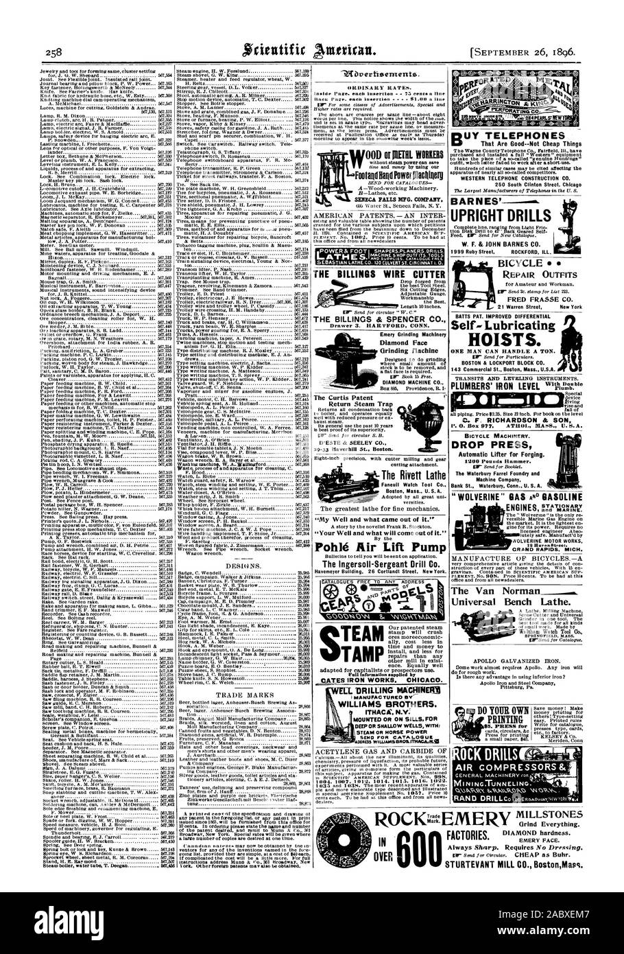 Puissance Plachinerg Footaod Howl MEGA FALLS MFG. Les travailleurs de l'entreprise OOD ou METH LE COUPE-FIL BILLINGS BILLINGS & SPENCER CO. le tiroir 3. HARTFORD CONN. Emery Broyeurs broyage ilachine Face Diamond DIAMOND MACHINE CO. Le retour des brevets Curtis séparateur de vapeur d'ESTE & SEELEY CO. Le Faneull Tour Rivett Watch Co. Boston Massachusetts États-unis A. "mon bien et ce qui est sorti d'IL' 'votre bien et ce qui va s'en sortir." La pompe d'Air Pohle Ingersoll-Sergeant Drill Co. TEAM TAMP 04. 100 7. 2 1014. 34.5. 0. 10. MACHINE DE FORAGE L.10 FABRIQUÉ PAR WILLIAMS BROTHERS'. Profondément ou puits peu profonds avec Banque D'Images