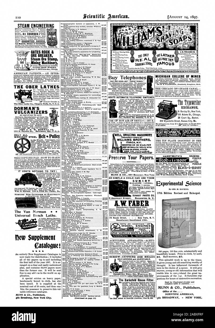 La copie 121 crayons change cjn West Houston Street New York. ''Rob:i:noor' Waltham Watch Co. nouveau supplément MUNN & CIE Éditeurs 361 Broadway New York City. Acheter des téléphones QUI NE SONT PAS BIEN - les 'choses bon marché." WESTERN TÉLÉPHONE CONSTRUCTION CO. 260-264 South Clinton St. Chicago. Les commutateurs téléphoniques automatiques HOUTS Parker alors... Etats-unis Dakota FORAGE MACHINERX ELL WILLIAMS BROTHERS ITHACA. N.V. Ou MONTÉ SUR SILLS POUR LA VAPEUR OU CHEVAUX DE PUISSANCE ADM POR W0CATALOGUE BROILFRIACA5API.MK Préserver vos papiers. Il MUNN CO. 361 Broadway. NEW YORK 44- le 1 ?IA MICHIGAN COLLEGE OF MINES, scientifique Banque D'Images