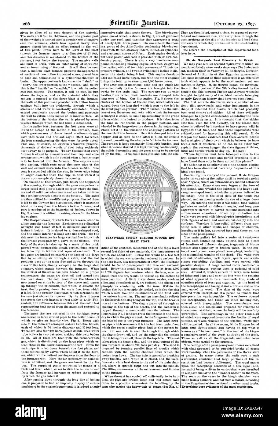 La SECTION TRANSVERSALE PAR COWPER souffle chaud. CUISINIÈRE, Scientific American, 1897-10-23 Banque D'Images