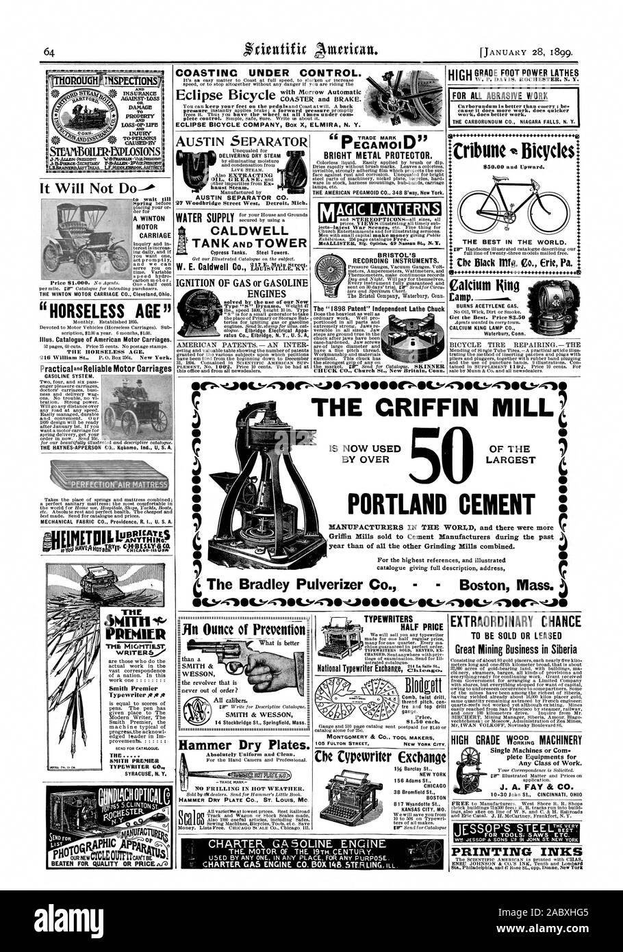 La fourniture de vapeur sèche SÉPARATEUR SYSTÈME ESSENCE AUSTIN CO.. Le HAYNES-APPERSON CO Kokomo. Ind. U. S.A. TISSU MÉCANIQUE CO. Providence R. I. U. S. A.'EIMETOILIPMMTASxHAVEAROTBE VP de l'APPROVISIONNEMENT EN EAU Qu'est-ce que mieux 5 : le revolver qui est inever irrecevable ? Tous les calibres. SMITH & WESSON St .  = z Hammer les plaques sèches. Absolument uniforme et propre. Plaque SÈCHE MARTEAU CO. ST. LOUIS MO. La moitié des machines à écrire : Comb foret. jauge. 61.50 chaque. MONTGOMERY & CO. FABRICANTS D'OUTILS. Che Cypewriter PNEU DE VÉLO CHANGE LA RÉPARATION DE LA CHANCE extraordinaire d'être vendu ou loué une grande entreprise minière en Sibérie HIGH Banque D'Images