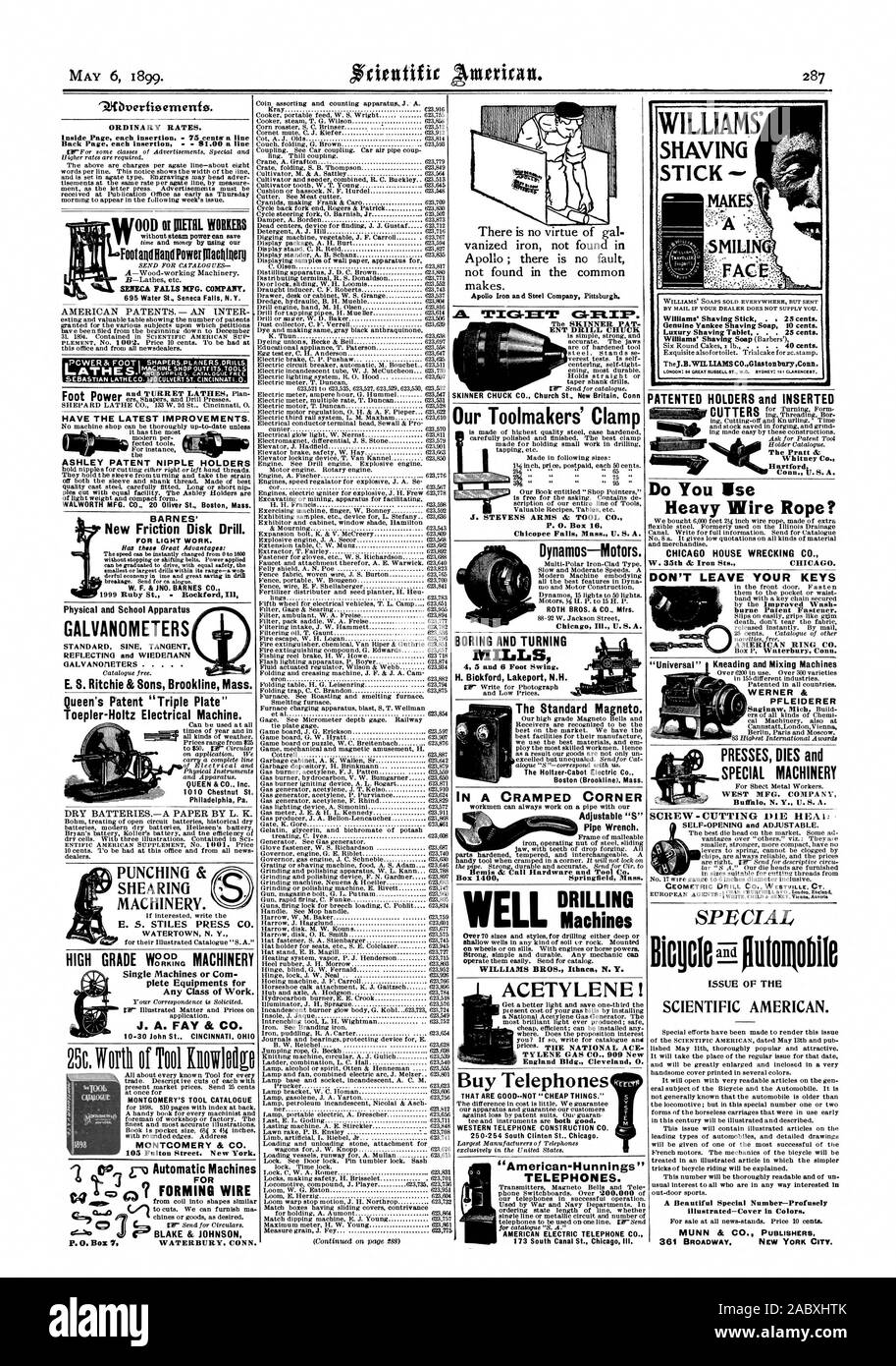 Les machines de Mélange et Pétrissage Werner & Pfleiderer NE MEURT Presses et machines spéciales Fabrication de l'Ouest. Société Buffal N.Y. U.S.A. et à ouverture automatique réglable. Numéro spécial de la revue Scientific American. Un bel Number-Profusely Couverture spécial illustré en couleurs., 1899-05-06 Banque D'Images