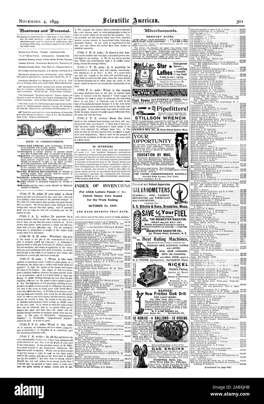 Antb 'Wersonai. Conseils pratiques à l'intention des correspondants. INDEX DES INVENTIONS pour lesquelles Lettres patentes de l'United States ont été émises pour la semaine se terminant le 24 octobre 1899. Et chaque roulement CETTE DATE. 9Abvertisernertio. Les tarifs ordinaires. À l'intérieur de chaque page de l'insertion. - 75 c. une ligne arrière Page chaque insertion $1.00 une ligne d'alimentation Pied WALWORTH MFG. CO. 20 Oliver Street Boston Massachusetts et physique de l'appareil scolaire GALVANOMÈTRES TANGENTE SINUSOÏDALE STANDARD reflétant et WIEDEMANN GALVANOMÈTRES E. S. Ritchie & Sons 1795 Massachusetts 10 L-4-GALLONS J0 heures. Vis d'alimentation Pied. Découpage transversal automatique .9 et -po Banque D'Images Antb 'Wersonai. Conseils pratiques à l'intention des correspondants. INDEX DES INVENTIONS pour lesquelles Lettres patentes de l'United States ont été émises pour la semaine se terminant le 24 octobre 1899. Et chaque roulement CETTE DATE. 9Abvertisernertio. Les tarifs ordinaires. À l'intérieur de chaque page de l'insertion. - 75 c. une ligne arrière Page chaque insertion $1.00 une ligne d'alimentation Pied WALWORTH MFG. CO. 20 Oliver Street Boston Massachusetts et physique de l'appareil scolaire GALVANOMÈTRES TANGENTE SINUSOÏDALE STANDARD reflétant et WIEDEMANN GALVANOMÈTRES E. S. Ritchie & Sons 1795 Massachusetts 10 L-4-GALLONS J0 heures. Vis d'alimentation Pied. Découpage transversal automatique .9 et -po Banque D'Images