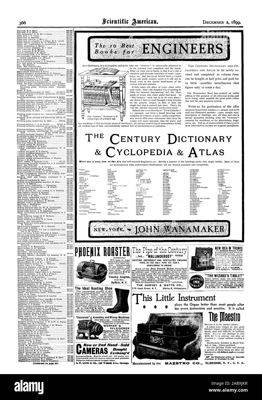 CYCLOPEDIA, ATLAS et absorbant LA NICOTINE ET VENTILÉS TUYAU TUYAU EST LE SEUL DIGNE D'UN GENTLEMAN POUR FUMER. L'HARVEY & WATTS CO. Le chauffage idéal "universelle" du caisson de Mélange et Pétrissage Werner & Pfleiderer machines nouvelles ou 2ème main-Vendu AMERA acheté IDÉE NOUVELLE DANS L'assistant 'lignes' Plaegf0 TABLETTE 0E.-0STER (breveté) Timothy Gingras Buffal N.Y. son petit instrument joue l'Orgue mieux que la plupart des gens après, Scientific American, 1899-12-02 Banque D'Images