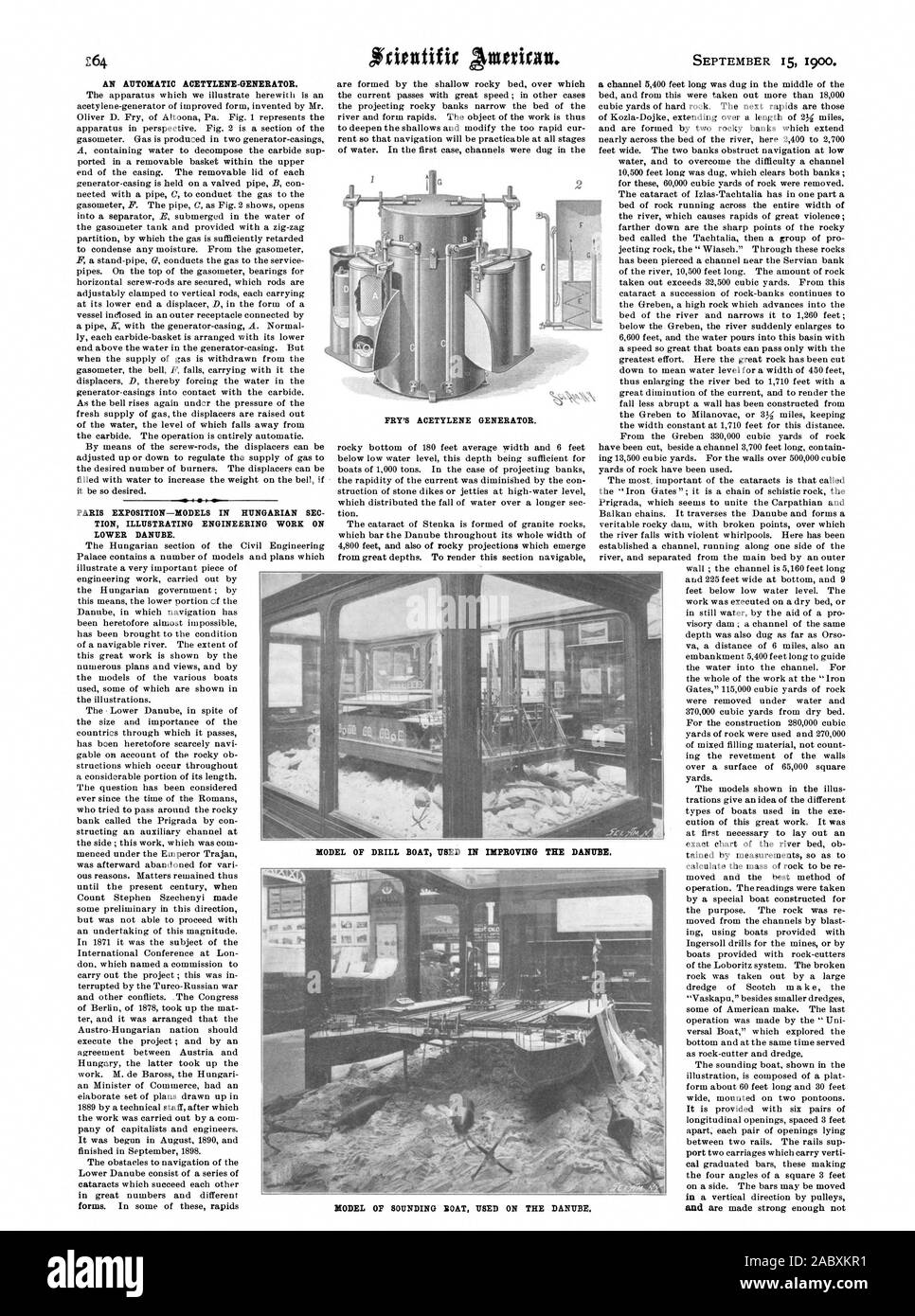 FRY'S générateur d'acétylène. TION ILLUSTRANT LES TRAVAUX D'INGÉNIERIE SUR LE COURS INFÉRIEUR DU DANUBE. à grande profondeur. Pour rendre cette section navigable, Scientific American, 00-09-15 Banque D'Images