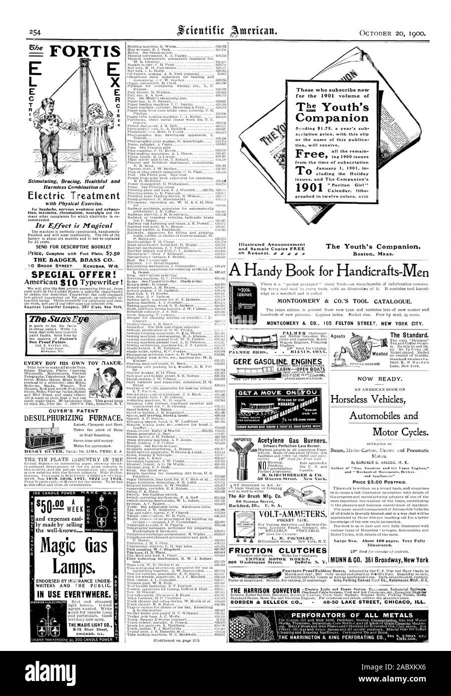 Contreventement stimulant inoffensif et sain Combinaison de Montgomery & CO.'S TOOL CATALOGUE. MONTGOMERY & CO. 105 FULTON STREET NEW YORK CITY. Gémir ES (10 NN. Les moteurs à essence GERE GE.T A DÉPLACER SUR VOUS sem cooki-001.1C L'Air Brush Mfg Co. DES EMBRAYAGES À FRICTION Traitement électrique avec l'exercice physique. Son effet est magique LE BLAIREAU BRASS CO. OFFRE SPÉCIALE ! GUYER'S PATENT DESULFURIZING Fournaise. Magic 0 lampes à gaz. Le Magic Light Co. de Chicago. En usage partout. Maintenant prêt. La norme. Les agents qui s'abonner Tias Youth's Companion scription : avec ce glissement de l'époque de Banque D'Images