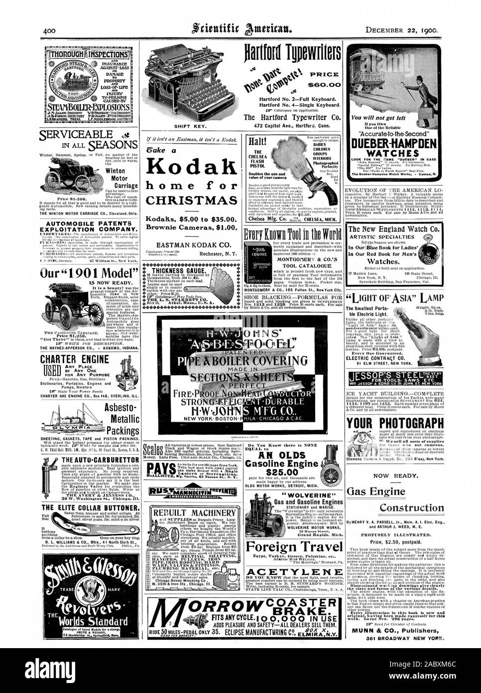 Ilartforg «4 Nulls rugueux ou. Bon oe Winton Motor Carriage COMPANY EXPLOITATION BREVETS AUTOMOBILE. Notre modèle d'1901 CHARTE DES UPI DU MOTEUR. MAR. La fonction de l'ÉLITE DU CARBURATEUR. BUTTONER COLLIER B. L. WILLIAMS & CO. les RMF. 41 Sixième Nord St. accueil f ou Noël Kodaks 5,00 $ à 35,00 $. Caméras Brownie 1,00 $. EASTMAN KODAK CO. STR NEW YORK-BOSTON L1.1.14-.A1.6 MONTGOrIERY alLiLl MACHINES RECONSTRUITE : CO. CATALOGUE BLACKINGFORMULAS OUTIL CHAUSSURE POUR UN MOTEUR À ESSENCE DE OLDS $25.00 'Wolverine' et des moteurs à essence gaz acétylène les voyages à l'étranger le plus petit porta ble lumière électrique. ELECTRIC CO CONTRAQT Banque D'Images