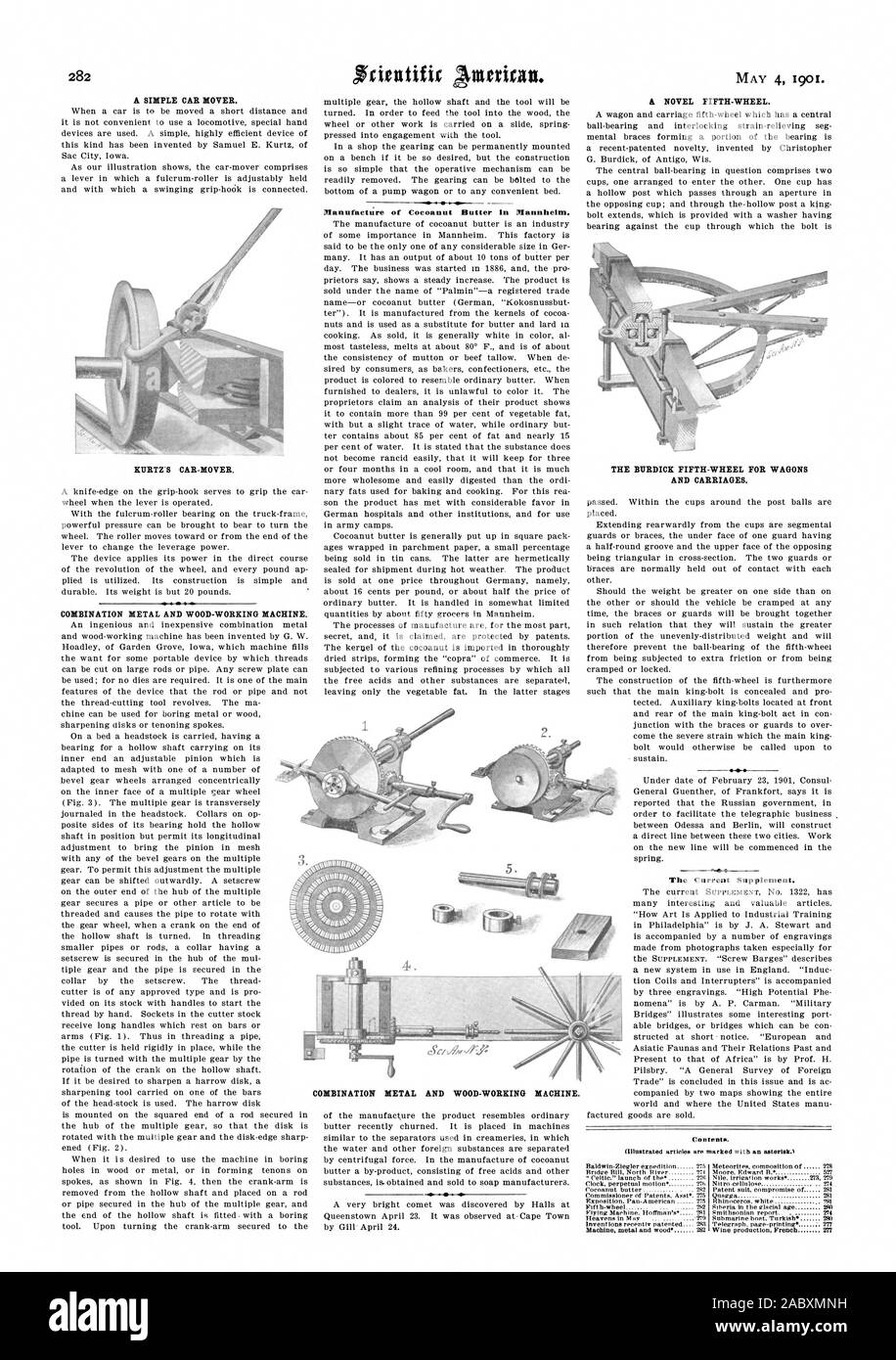 Fabrication de beurre de coco à Mannheim. Le supplément actuel. La production de vin français 2 ife 4 ttt, Scientific American, 1901-05-04 Banque D'Images