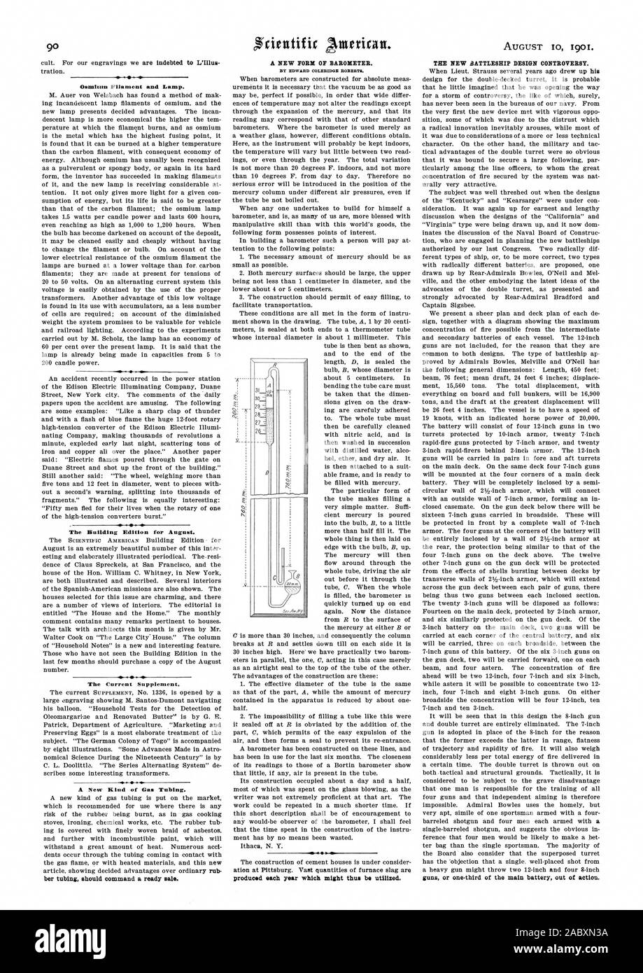 Tration. À incandescence osmium et lampe. Le bâtiment Edition pour août. Le supplément actuel. Un nouveau type de tuyauterie de gaz. ber tubulure ne commande un prêt vente. Par Edward ROBERTS COLERIDGE. produits chaque année qui pourraient ainsi être utilisés. La nouvelle conception cuirassé controverse. d'armes à feu ou d'un tiers de la batterie principale de l'action., Scientific American, 1901-08-10 Banque D'Images