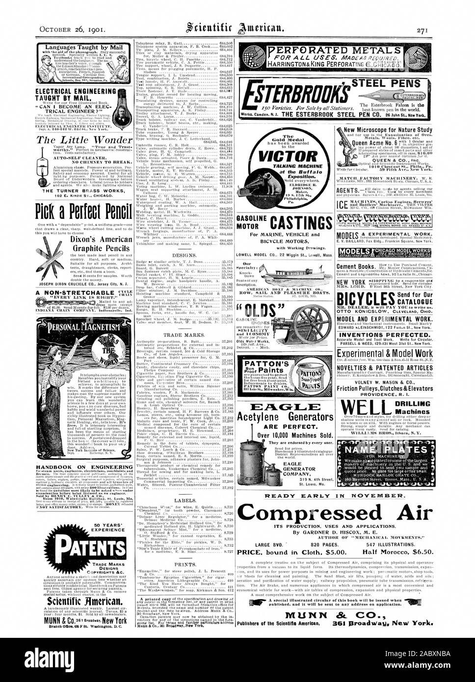 Langues enseignées par Mail Ingénierie électrique DONNÉ PAR MAIL. Dessins et modèles industriels. Les marques. S'IMPRIME. Le TURNER BRASS WORKS Choisissez une Perfoct Dixon's American Crayon mine graphite 'chaque lien est 10T." pEgrNAL LE MAGNÉTISME DE YEN. Manuel sur l'interdiction des brevets d'EXPÉRIENCE EN GÉNIE DES MÉTAUX ACIER PERFORÉ STERNUMS STYLOS Médaille d'VICTOR générateurs d'acétylène sont parfaits. Plus de 10000 Machines vendues. PATTON'S MOTOR si 513 LICITY nouveau microscope pour l'étude de la nature reine & CO. INC. Location pour envoyer notre catalogue modèle et le travail expérimental. . Univers INVENTIONS perfectionné. & Exoenmental NOUVEAUTÉS Travail modèle breveté & ARTICLES Banque D'Images