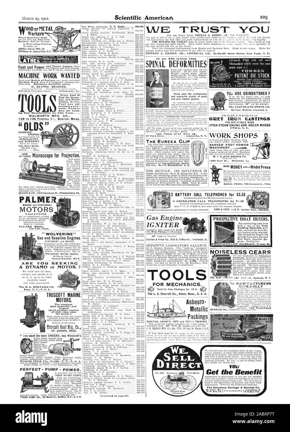 "Nous avons confiance en vous a-Bois.worldng B Machines-tours. etc. L'AMÉLIORATION VOUS CHERCHEZ LE CLIP DE L'ALLUMEUR Moteur gaz EUREKA Carlisle & Finch Co. 233 E. Clifton Av. Cincinnati 0. Outils pour la mécanique. Envoyer gratuitement Catalogue no 16 B. La L. S. Messe Starrett Co. Athol U. S. A. Asbesto éventuels acheteurs bateau métallique. 'E1:SART. L'APD 3545 Stiouis MACHINE % St. ve travail voulait que Chaque genre ot Outil pour machine à vapeur du gaz et de l'eau forme. Chaque outil a notre garantie de guar. Nous avons WALWORTH MFC. CO. À PALMER MOTORS '2 et 4 CYCLE PALMER BROS. Conn. Cos Cob '' Gaz Wolverine et des moteurs à essence 12, rue Huron POUR Banque D'Images