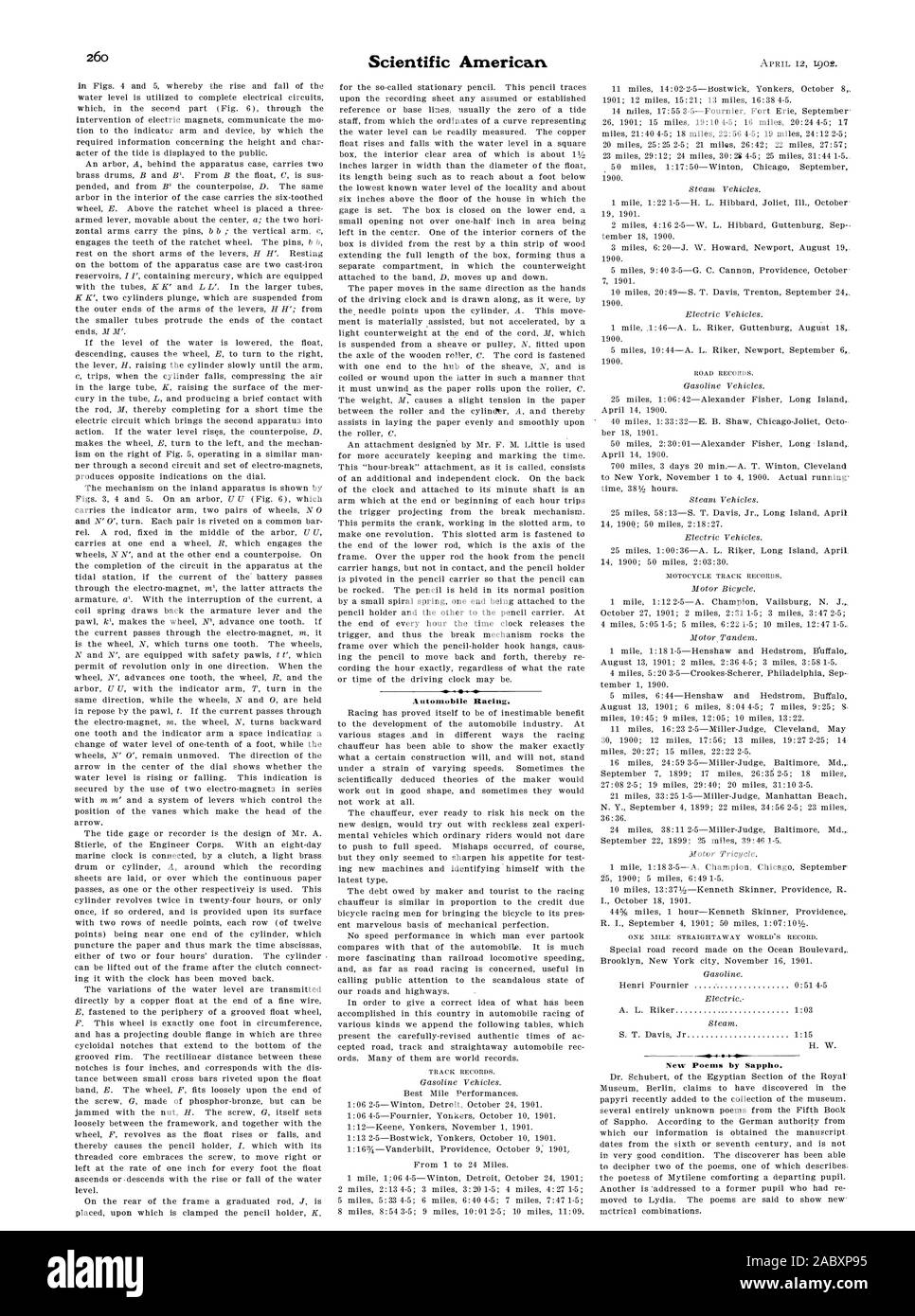 Course automobile. Nouveaux Poèmes de Sappho., Scientific American, 1902-1904-12 Banque D'Images