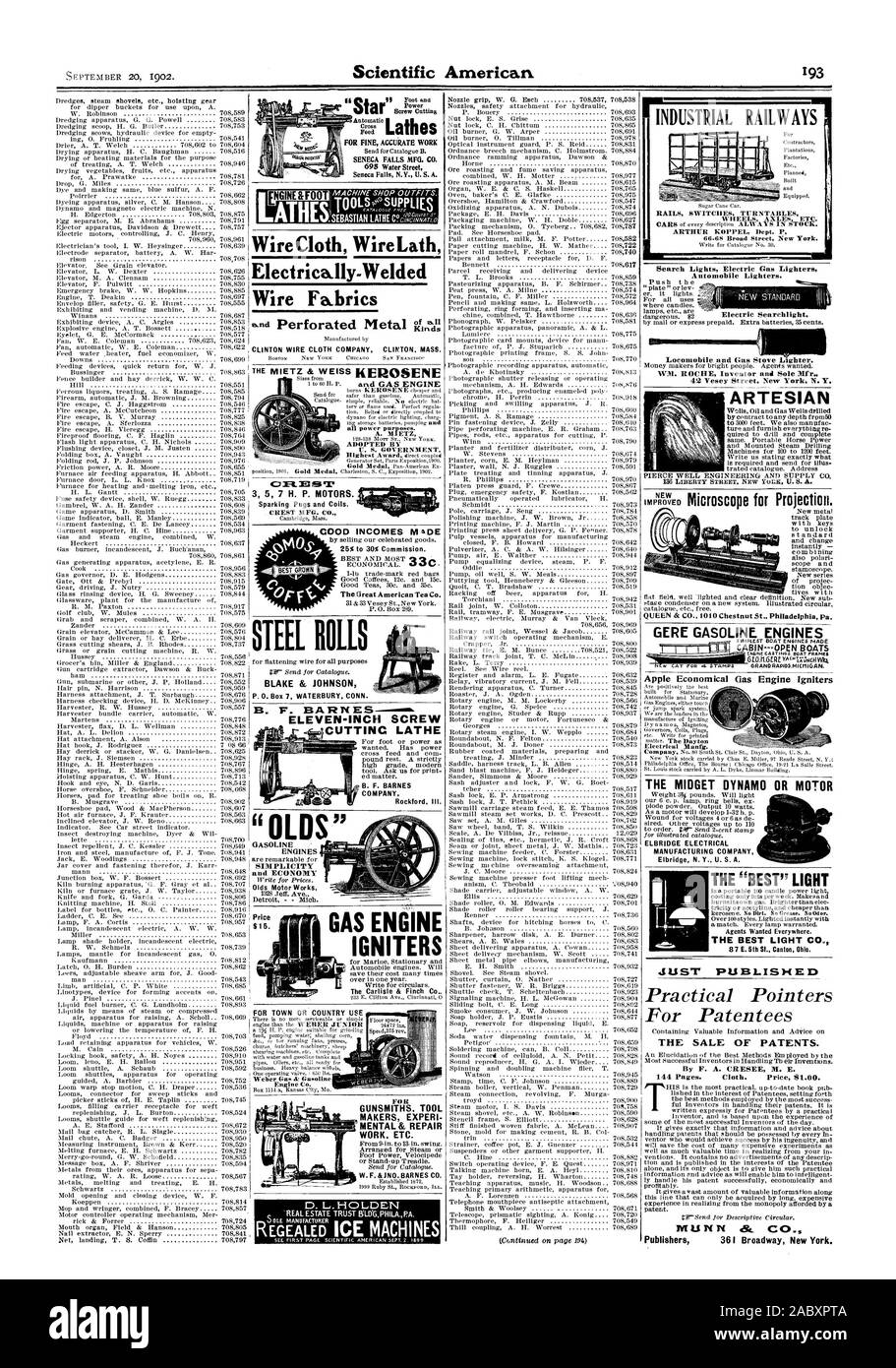 OLsQsuPPLIEs ATHEST0C TOUR .SEBASTIAN ? Le fil tissé le fil de la latte de Electrically-Welded types de tissus tissus métalliques CLINTON CLINTON SOCIÉTÉ MASSE. toutes les fins d'alimentation. A. MIETZ ADOPTÉE PAR LE GOUVERNEMENT DES États-unis. BLAKE & JOHNSON P. 0. Case 7 WATERBURY CONN. Puits artésien vient de paraître pour les brevetés pointeurs PRATIQUE LA VENTE DE BREVETS. Par F. A. E. M. CRESEE 144 pages. Chiffon. Prix 8100. 25 % à 30 % de commission si la meilleure et la plus économique. qf V C Le Great American Tea Co. 708787 rails de chemins de fer industriels PLATINES COMMUTATEURS ESSIEUX ROUES ETC. Les phares de recherche Electric Briquets à gaz. ROCHE inventeur et seul fabr Banque D'Images