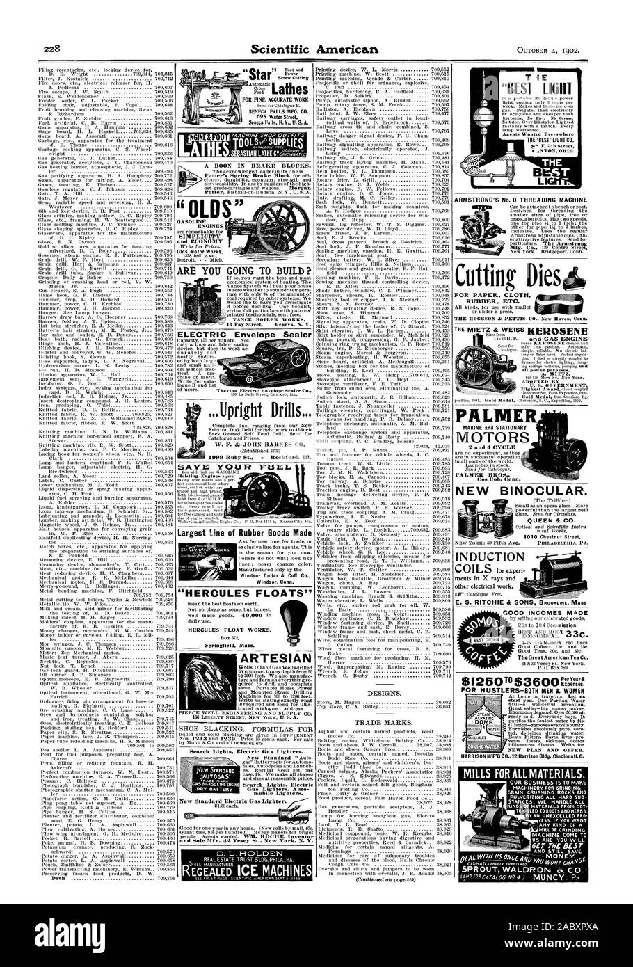 Davis 709751 enveloppe électrique D. L.HOLDEN K conçoit des machines à glace. Les marques. Pour LES TRAVAUX DE PRÉCISION SENECA FALLS MEG. 695 rue de l'eau CO. échoue Seneca N.Y. U.S.A. UNE AUBAINE EN BLOCS DE FREIN. Les moteurs à essence LA SIMPLICITÉ ET L'ÉCONOMIE . SEBASTIAN LATHE C ?o.' &MOTEUR PIED allez-vous construire ?  = 18, rue Fay Genève N. Y. Les phares de recherche Electric Briquets à gaz. Les phares de recherche Electric Briquets à gaz. Briquets Auto mobile. Nouvelle norme Électricité Gaz plus léger. - Pile sèche.et seule Mfr. 42 Vesey St. New York N. Y. économiser votre carburant plus grande gamme de produits en caoutchouc Conn. Windsor FLOTTEURS 'HERCULES Banque D'Images