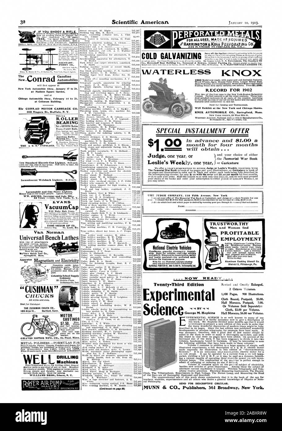 Les véhicules électriques nationaux Écrivez-jour. ERFORATED LES MÉTAUX. Sera présent au New York et Chicago. KNOX AUTOMOBILE CO. Springfield Mass. LE JUGE COMPANY 0 Fifth Avenue New York maintenant IREADIr digne de l'emploi rentable - . Vingt-troisième édition des mem 2 Octavo Volumes. 1100 pages. 900 illustrations. Lié en tissu $5.00 Postpaid. La moitié Morocc 7.00 Postpaid. Ou les volumes vendus séparément : Tissu $3.00 par volume. La moitié Morocc $4.00 ter Volume. Pour envoyer la circulaire descriptif. r. Ls. F. TRANCHE SPÉCIALE OFFRE SI 'My tirer un fusil PERRY CO. Locomobile et cuisinière à gaz plus léger. EANS Banque D'Images