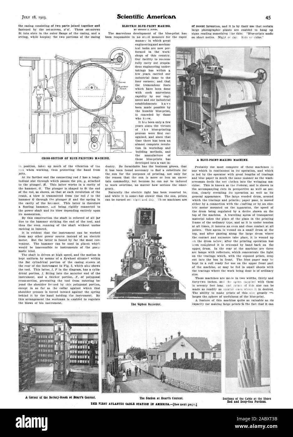Par GEORGE J. JONES. Échantillon de BLUE-MACHINE D'IMPRESSION. Une ébauche de décision. LA MACHINE, Scientific American, 1903-07-18 Banque D'Images