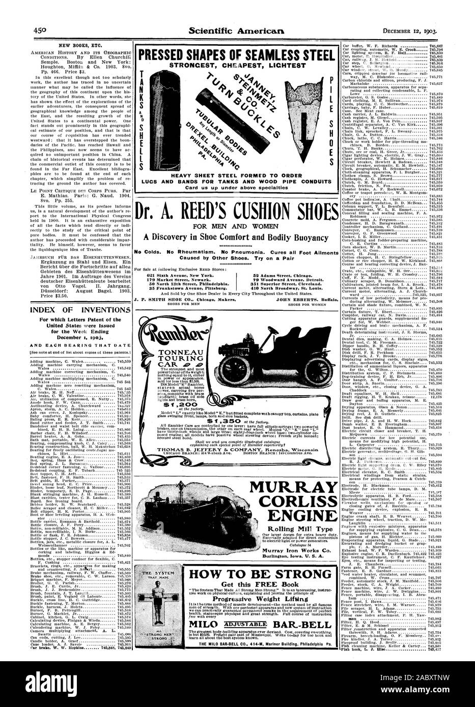 Formes DE CAISSONS SANS SOUDURE EN ACIER PRESSÉ LES MOINS CHERS DANS LES PLUS LOURDS LE PLUS LÉGER T S DE LA TÔLE D'ACIER FORMÉ À L'ORDRE LUCS ET LES BANDES POUR LES RÉSERVOIRS ET LES CONDUITES DE TUYAUX EN BOIS Card us en place dans le cadre de spécialités ci-dessus le Dr A. REED'S CUSHION CHAUSSURES POUR HOMMES ET FEMMES Une découverte dans le service de confort et les rhumes. Pas de flottabilité Pas de rhumatismes. Pas de pneumonie. Tous les traitements d'affections du pied causés par d'autres chaussures. Essayez sur une paire 621, Sixième Avenue New York. 179 Market Street Newark. 50 North 13th Street à Philadelphie. 35 Avenue Frankstown Pittsburg. 52 Adams Street, Chicago. 79 Detroit de l'avenue Woodward. 351 Superior Street Cleveland. 410 North Broadway Banque D'Images