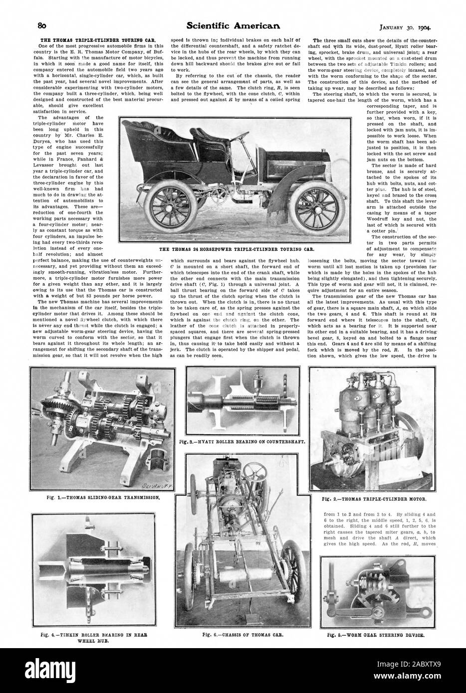 Le TRIPLE-THOMAS CARTER DES VOITURES DE TOURISME. E THOMAS 24 TRIPLE PUISSANCE CYLINDRES TOURING CAR. E Cochon. 3HYATT DE ROULEMENT SUR L'ARBRE SECONDAIRE. Moyeu de roue., Scientific American, 1904-01-30 Banque D'Images
