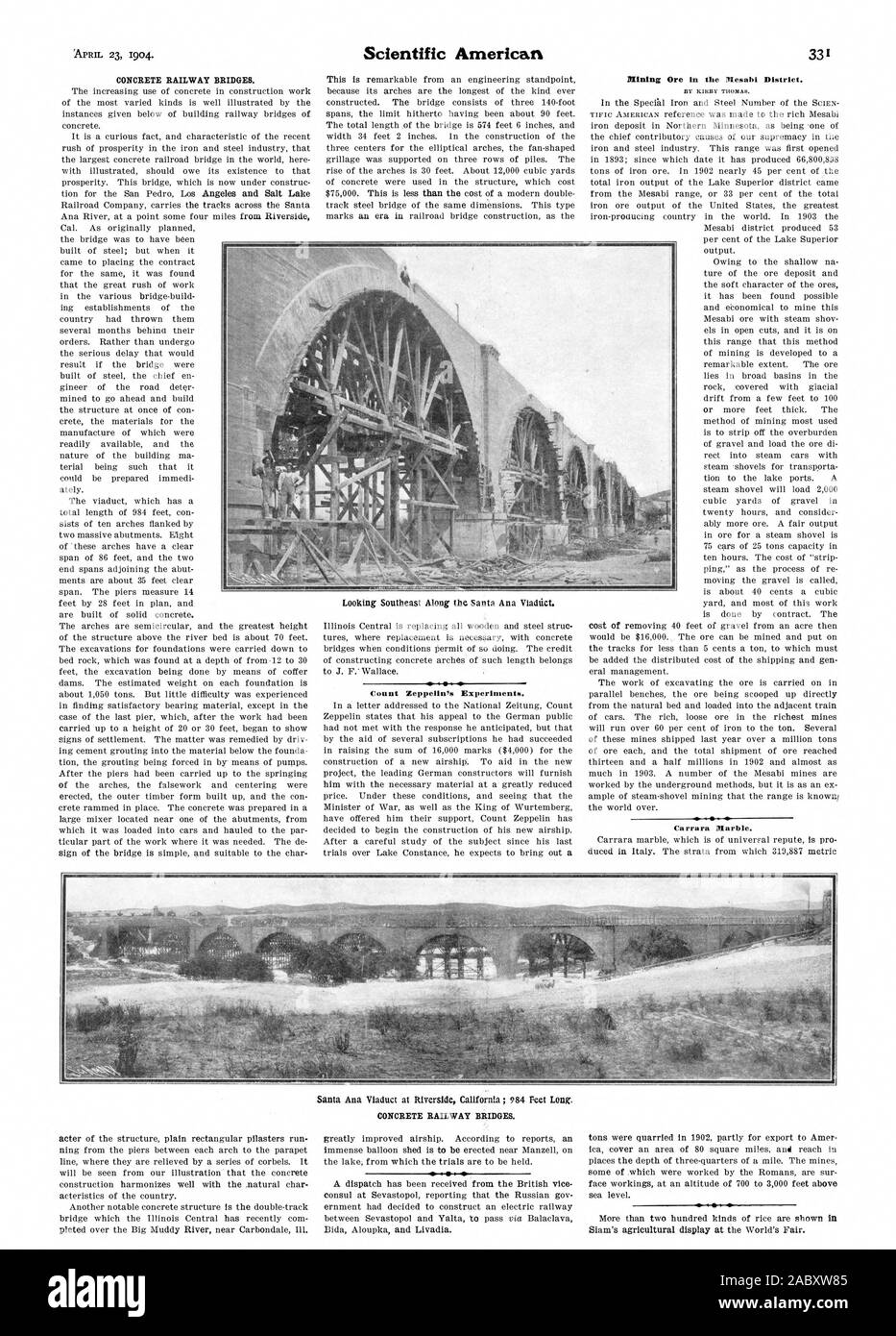 Count Zeppelin. En marbre de Carrare., Scientific American, 1904-04-23 Banque D'Images