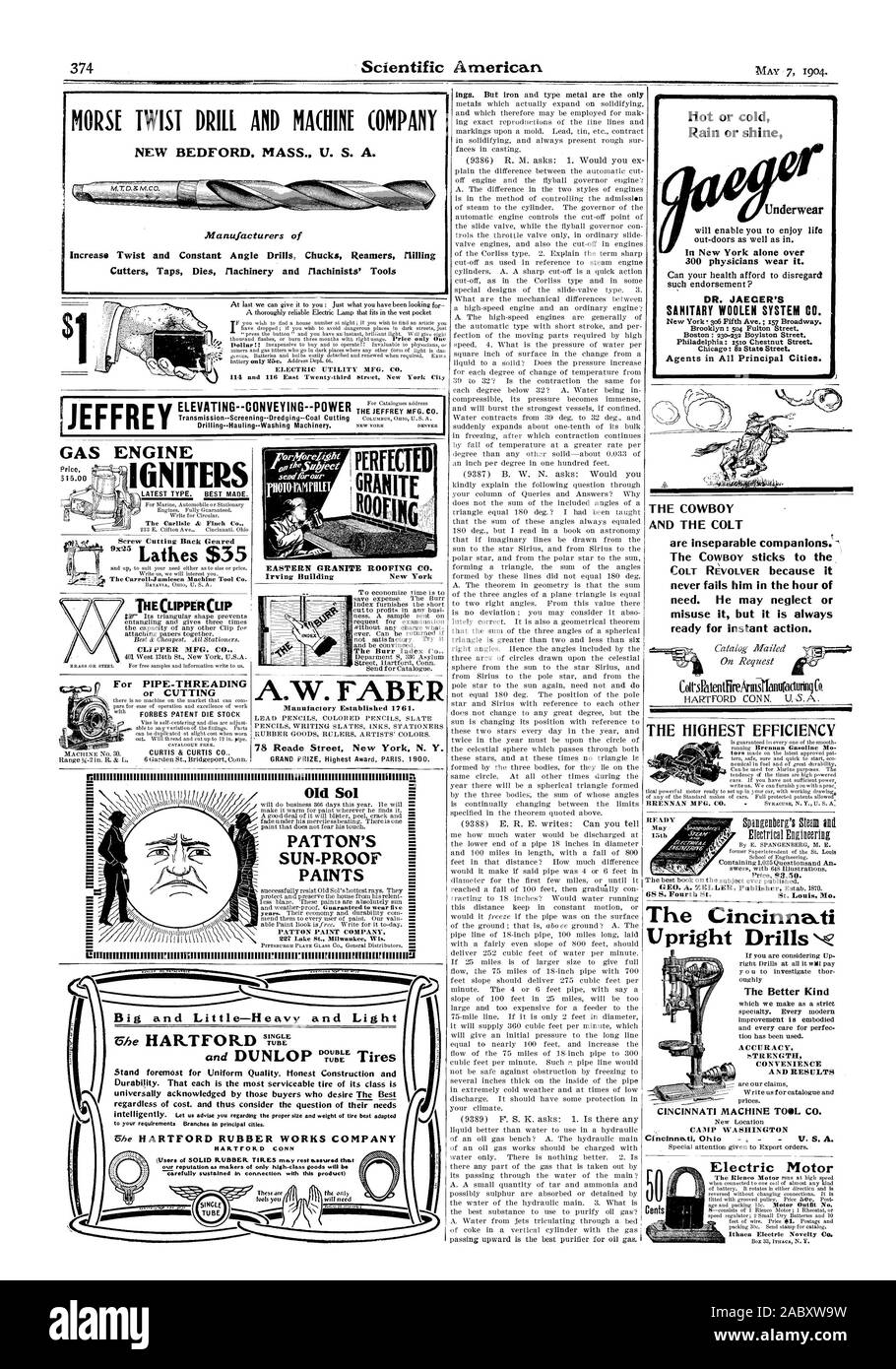 L'utilisation abusive, mais il est toujours prêt à l'action instantanée. La plus grande efficacité le Cincinnati CINCINNATI exercices debout MACHINE TOOL CO. WASHINGTON CAMP La meilleure commodité ET PRÉCISION Genre RÉSULTATS Moteur Électrique, Scientific American, 1904-1905-07 Banque D'Images