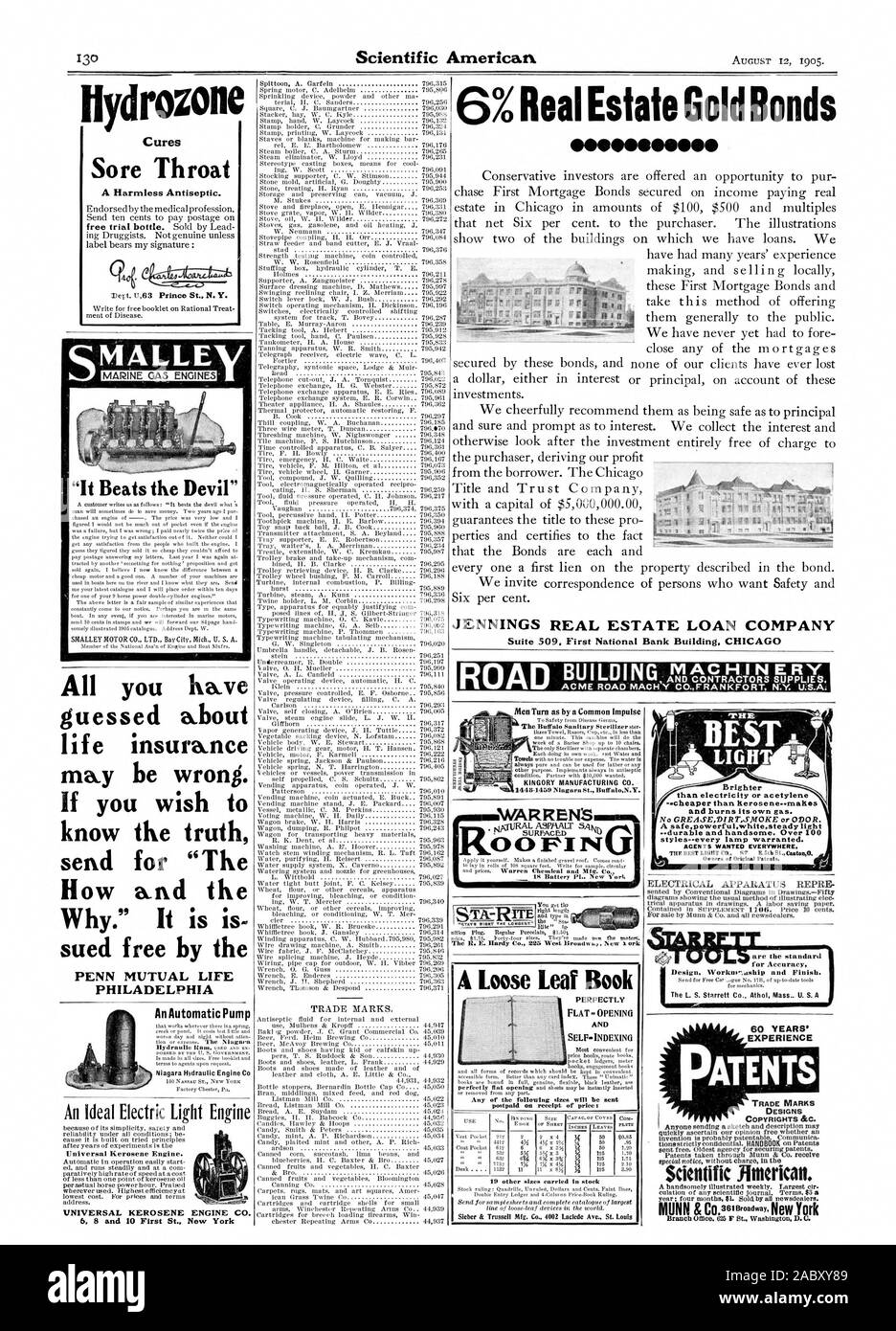 Llydrozone guérit le mal de gorge un inoffensif antiseptique. Les obligations de l'Or Immobilier JENNINGS PRÊT IMMOBILIER SOCIÉTÉ Suite 509. First National Bank Building. CHICAG deviné sur l'assurance-vie peut être erronée. Si vous souhaitez connaître la vérité t'envoyer pour "le comment et le poursuivi gratuitement par le AnAutomaticPump PHILADELPHIA PENN MUTUAL LIFE Moteur hydraulique Niagara C Moteur Kérosène universelle. Moteur KÉROSÈNE UNIVERSEL CO. 68 et 10 Première St New York WARREN'S 04DiPIN 18 PI de la batterie. New York 1STA.- ITE '''''''. lengtb droit Le B. E. Hardy Co. 225 Brondws Ouest. Les nouvelles sont que l'électricité ou l'acétylène moins cher que Banque D'Images