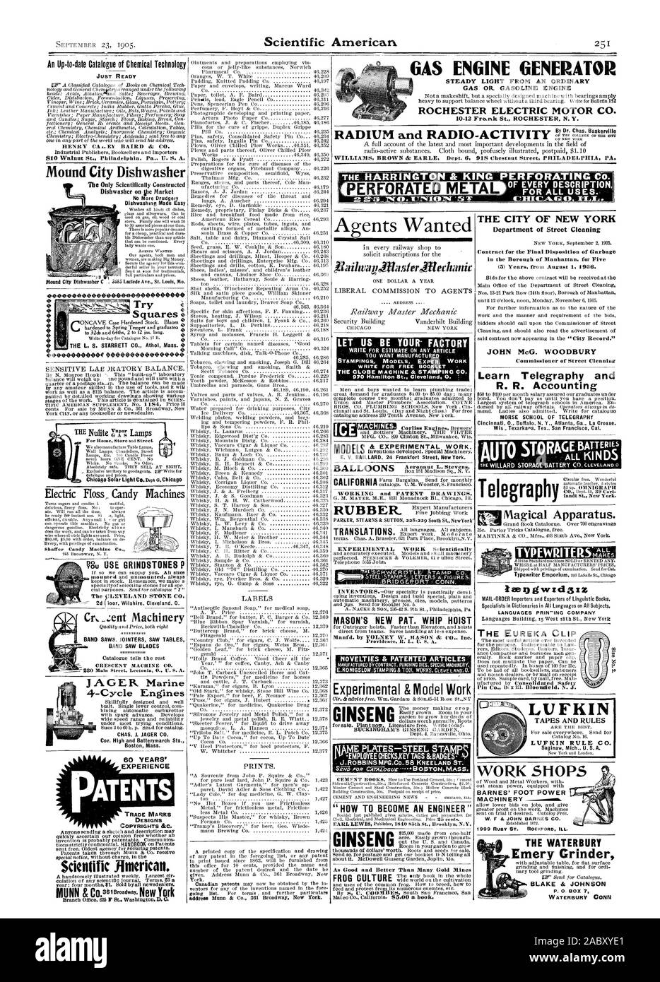 Voyant fixe GÉNÉRATEUR À MOTEUR À GAZ À PARTIR D'UN GAZ OU D'ordinaire. Moteur ESSENCE MOTEUR ÉLECTRIQUE ROCHESTER CO. Par M. Chas. Baskerville DE TOUTES SORTES POUR TOUS LES USAGES. . Prêt à Mound City lave-vaisselle lave-vaisselle sur le marché de l'ihe essayer carrelets imprime. COMMISSION LIBÉRALE AUX AGENTS DE BREVETS ET DE DESSINS. CONN. MASON'S NEW PAT. Palan à FOUET NOUVEAUTÉS & articles brevetés et le modèle expérimental de GINSENG DE TRAVAIL LA VILLE DE NEW YORK Department of Street Contrat de nettoyage pour l'élimination finale des déchets dans le quartier de Manhattan pour cinq appareils magiques. Utiliser la P MEULES CLEVELAND STONE CO. ( 2d Banque D'Images