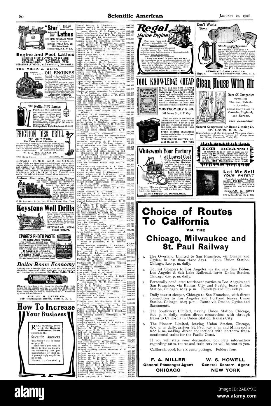 Canada Angleterre Catalogue Gratuit Général Maison de l'air comprimé Cleaning Co. ST. LOUIS U. S. A. rvirwerirrerirgilir Laissez-moi Vendre WILLIAM E. HOYT et tours moteur PIED MACHINE SHOP TENUES OUTILS ET FOURNITURES, meilleurs matériaux. Le MEILLEUR M1ETZ S. WEISS MIETZ AOÛT POUR TRAVAUX LÉGERS. [PAGE'S PHOTO COLLER EN POTS ET TUBES. ILE PACE'S M E UCILAC Choix des routes de Californie VIA L'Chicag Milwaukee et Paul F. Fer A. MILLER W. S. HOWELL Agent passager général Ceneral CHICAG Agent de l'Est NEW YORK, Scientific American, 1906-01-20 Banque D'Images