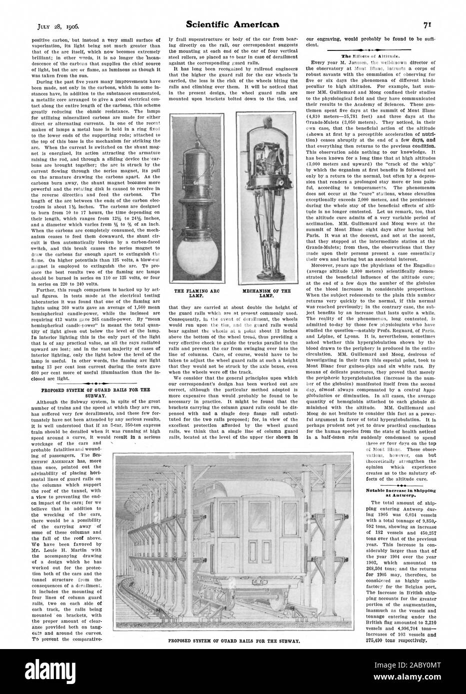 Projet de système de garde-corps pour le métro. Les effets de l'altitude. à Anvers., Scientific American, 1906-1907-28 Banque D'Images