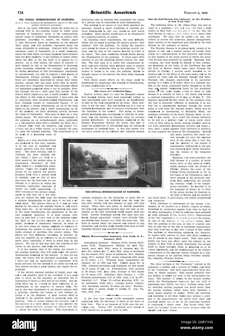 L'INTENSIFICATION DE L'OPTIQUE DE PEINTURES. Janvier 1907. Le Gulf Stream n'a aucune influence sur la météo de la ville de New York ' ?, Scientific American, 1907-02-09 Banque D'Images