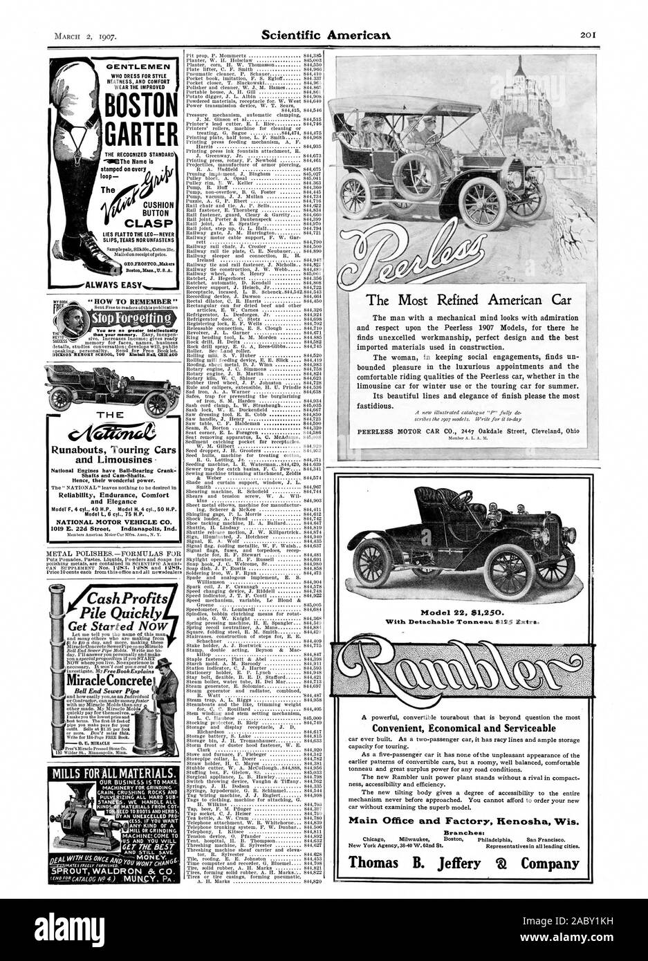 Fermoir BOUTON SE TROUVE FLATTO LA JAMBE-FEUILLETS JAMAIS NI LARMES UNFASTENS MILLS POUR TOUS LES MATÉRIAUX. Prises de position. Nous nous occupons de TOUS LES N'IMPORTE QUEL TYPE D'UNE MACHINE:Viens t'ENTRE NOUS ET VOUS OBTIENDREZ LE MEILLEUR, Scientific American, 1907-03-02 Banque D'Images