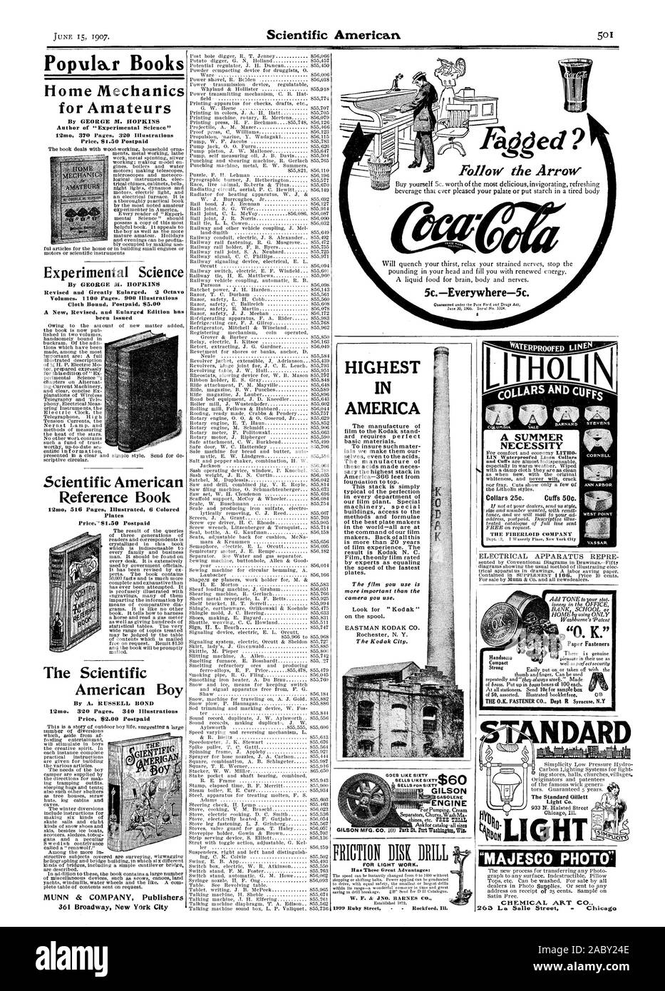 Les plaques. Le film que vous utilisez est plus important que l'appareil photo que vous utilisez. Chercher des ' ' Kodak sur le tiroir. EASTMAN KODAK COMPANY Kodak la ville. NDARD MOTEUR GILSON Light Co. 'MAJESCO PHOTO' Accueil Livres populaires pour les amateurs de mécanique par GEORGE NI. HOPKINS Auteur de 'les sciences expérimentales' 12m 370 Pages 320 Illustrations prix $1.50 la science expérimentale des services postpayés par GEORGE M. HOPKINS révisé et considérablement augmentée. 2 Volumes Octav. 00 pages. 900 Illustrations relié en tissu $5.00 Postpaid Une nouvelle édition augmentée et révisée. a été délivré de l'Américain scientifique livre référence 12m 516 pages illustrées couleur 6 Banque D'Images