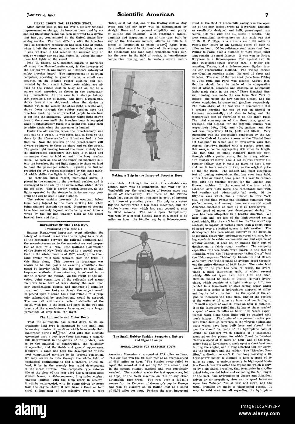 Le petit coussin en caoutchouc prend en charge d'une batterie et de direction., Scientific American, 1908-01-04 Banque D'Images