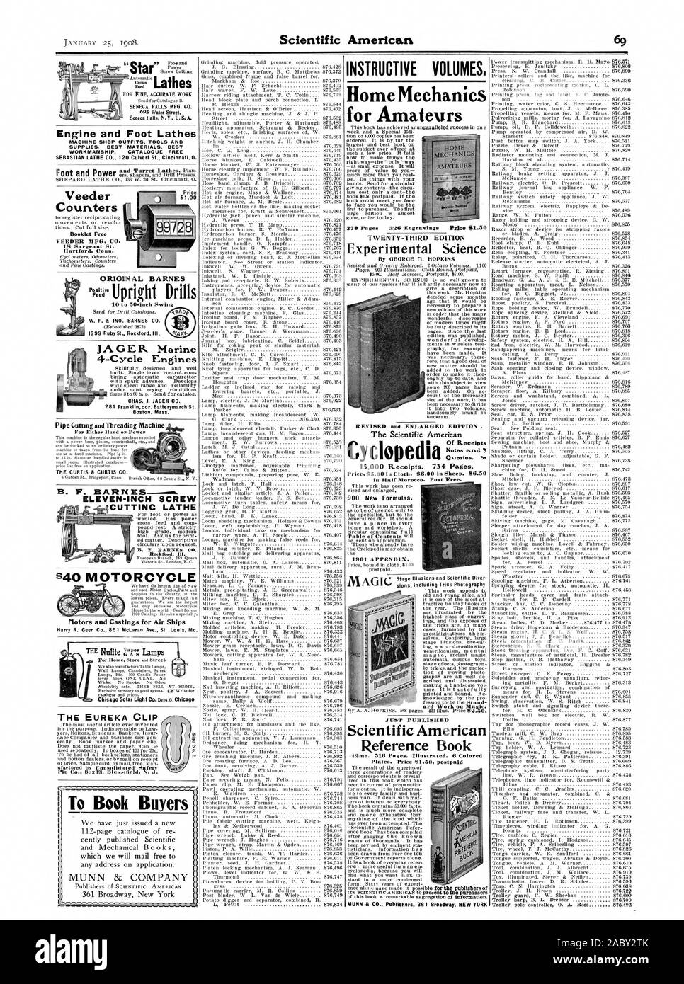 Le moteur et le pied des tours d'USINAGE OUTILS ET FOURNITURES. tenues Les meilleurs matériaux. Finition meilleure. Catalogue gratuit SEBASTIAN LATHE CO 120, rue du ponceau de Cincinnati. 0. La CURTIS CURTIS & CO. onze pouces 1VIS TOUR CUTTINC flotors MOTO 40 $ et moulages pour Air Ships Harry R. Geer Co. 851 av. McLaran Saint Louis à Ve Acheteurs MUNN fic COMPANY Accueil mécanique pour amateurs VINGT-TROISIÈME ÉDITION PAR GEORGE 1l. Édition augmentée et révisée HOPKINS . L'Américain scientifique des requêtes. 51001 ANNEXE. Scientific American, ouvrage de référence -12mo. 516 pages. L'illustration. Couleur 6 MUNN & CO Banque D'Images