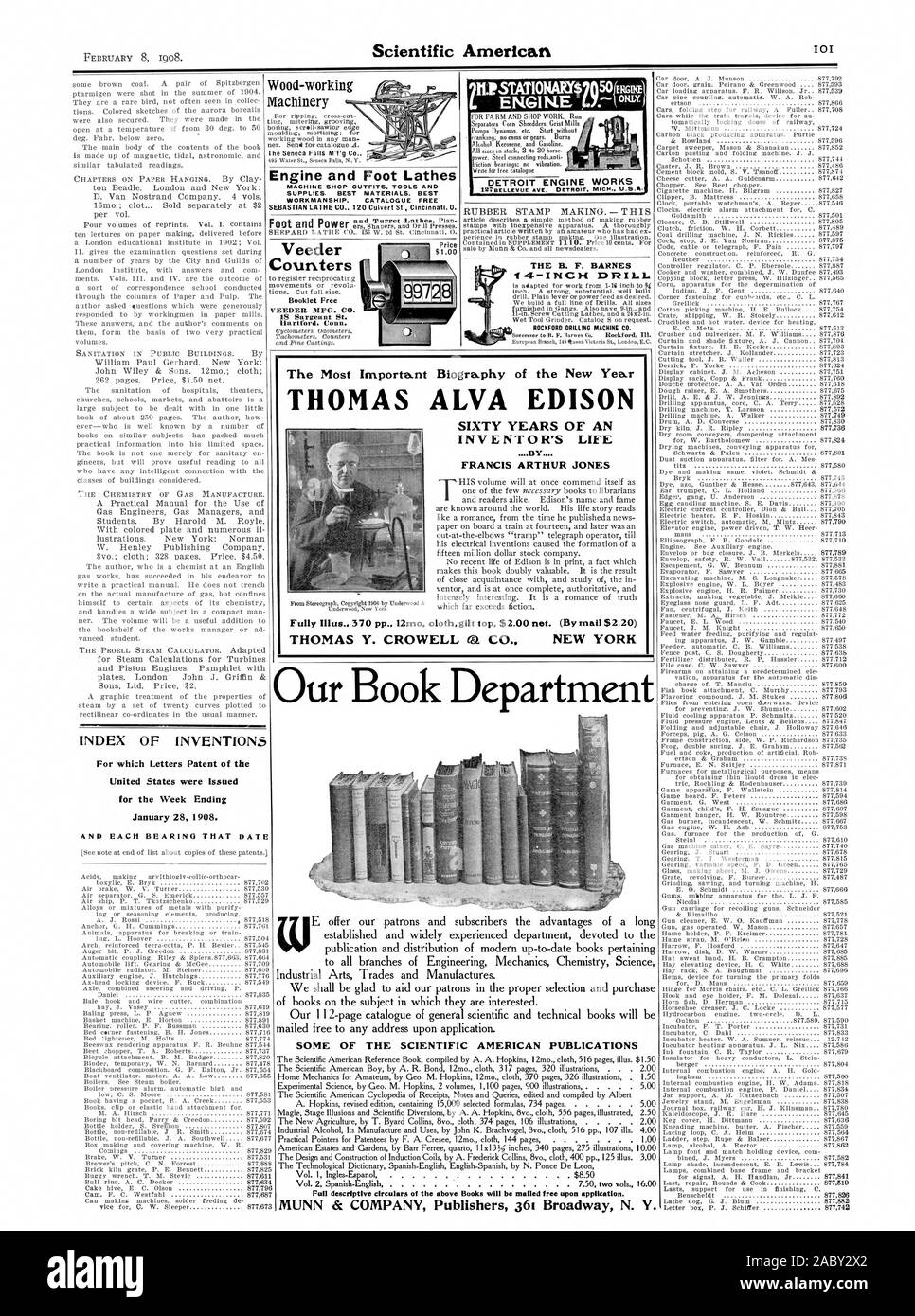 DETROIT MOTEUR MOTEUR TRAVAILLE TAMPON DE CAOUTCHOUC. - Ce LA B. F. BARNES .4-xricH percer. MACHINE DE FORAGE ROCKFORD CO. branche européenne 149 Rue de la reine Victoria London E.C. Notre département livre CERTAINES DES PUBLICATIONS SCIENTIFIC AMERICAN Machines à bois le Seneca Falls M'f'g Moteur C et tours PIED MACHINE SHOP tenues. Les OUTILS ET LES FOURNITURES. Les meilleurs matériaux. Finition meilleure. Catalogue de la plus importante Biographie du nouveau agréée pour Thomas Alva Edison SOIXANTE ANS DE LA VIE D'UN INVENTEUR FRANCIS ARTHUR JONES THOMAS Y. CROWELL 0. CO. NEW YORK INDEX DES INVENTIONS pour lesquelles Lettres patentes de Banque D'Images