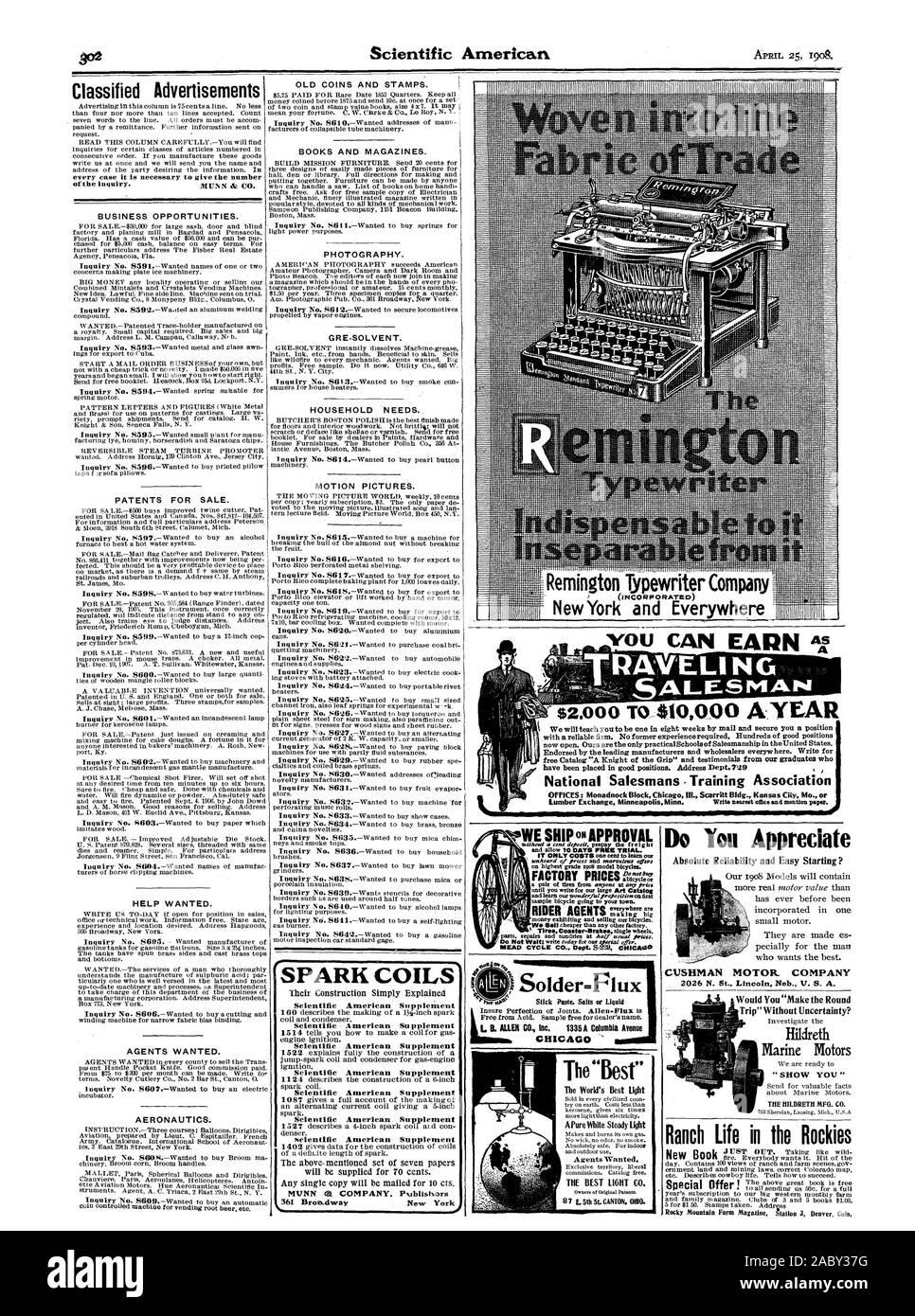 Vieilles pièces de monnaie et timbres. New York aria tverywhere iillifl Salesmans ' National Training Association Bureaux : Monadnock Block Chicag III. Scarritt Bldg. Kansas Ciiy ou ve Annonces tous les cas, il est nécessaire de donner le nombre d'occasions d'affaires. Les brevets pour la vente. HELP WANTED. L'aéronautique. La photographie. GRE-solvant. Les besoins du ménage. MOTION PICTURES. Appréciez-vous une fiabilité absolue et facile de commencer ? 2026 N. Lincoln St. Nob C. S. A. Ranch life dans les Rocheuses BOBINES ALLUMAGE Supplément Scientific American Scientific American Scientific American Supplement Su pplement Banque D'Images
