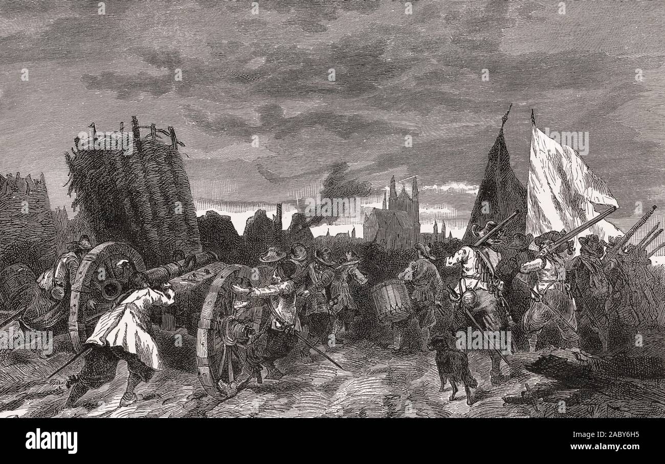 Le siège et la destruction de Magdeburg en 1631 par les troupes impériales en vertu de Tilly et de Pappenheim, Guerre de Trente Ans Banque D'Images