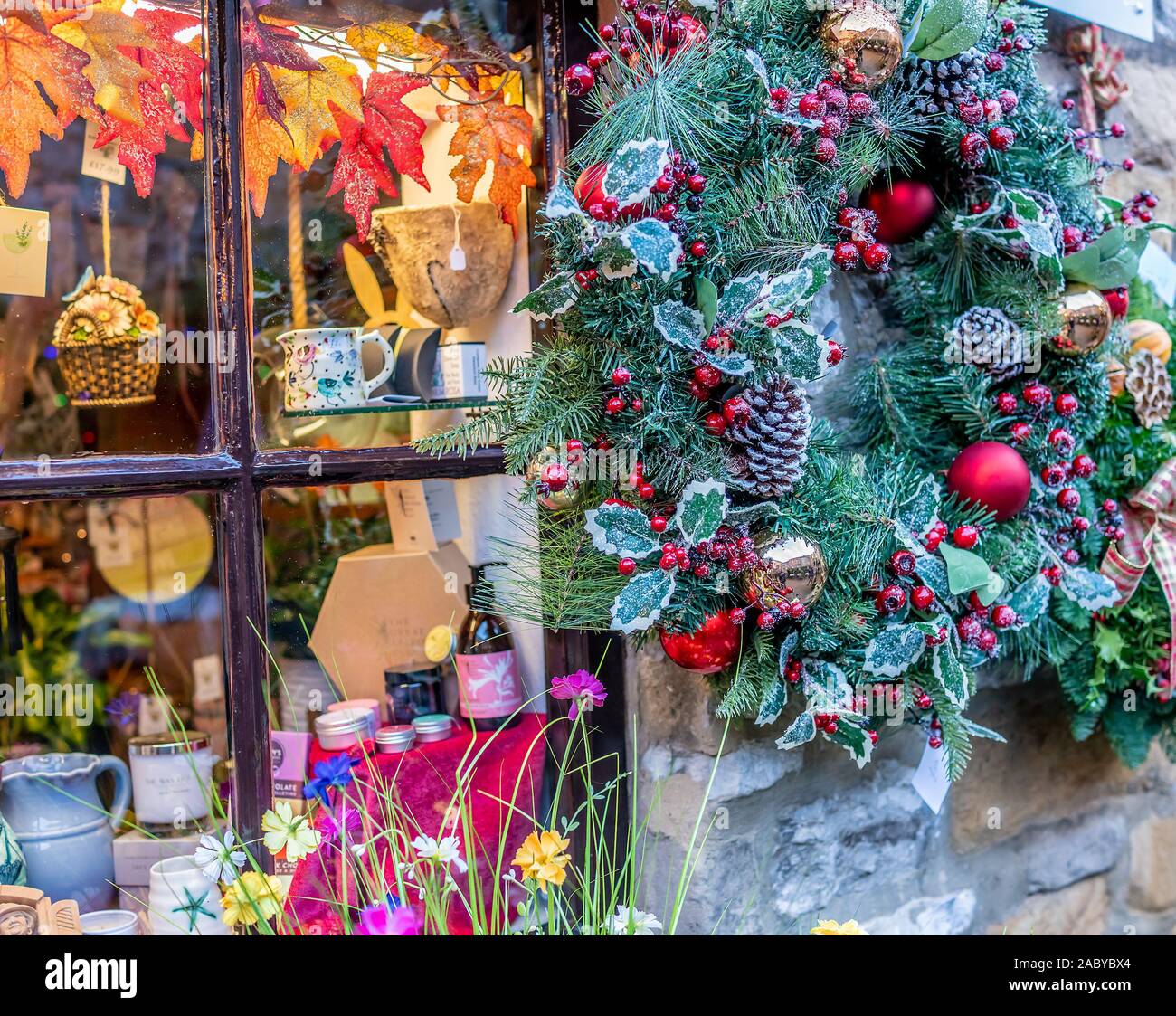 L'affichage de la fenêtre et de fête de Noël Banque D'Images