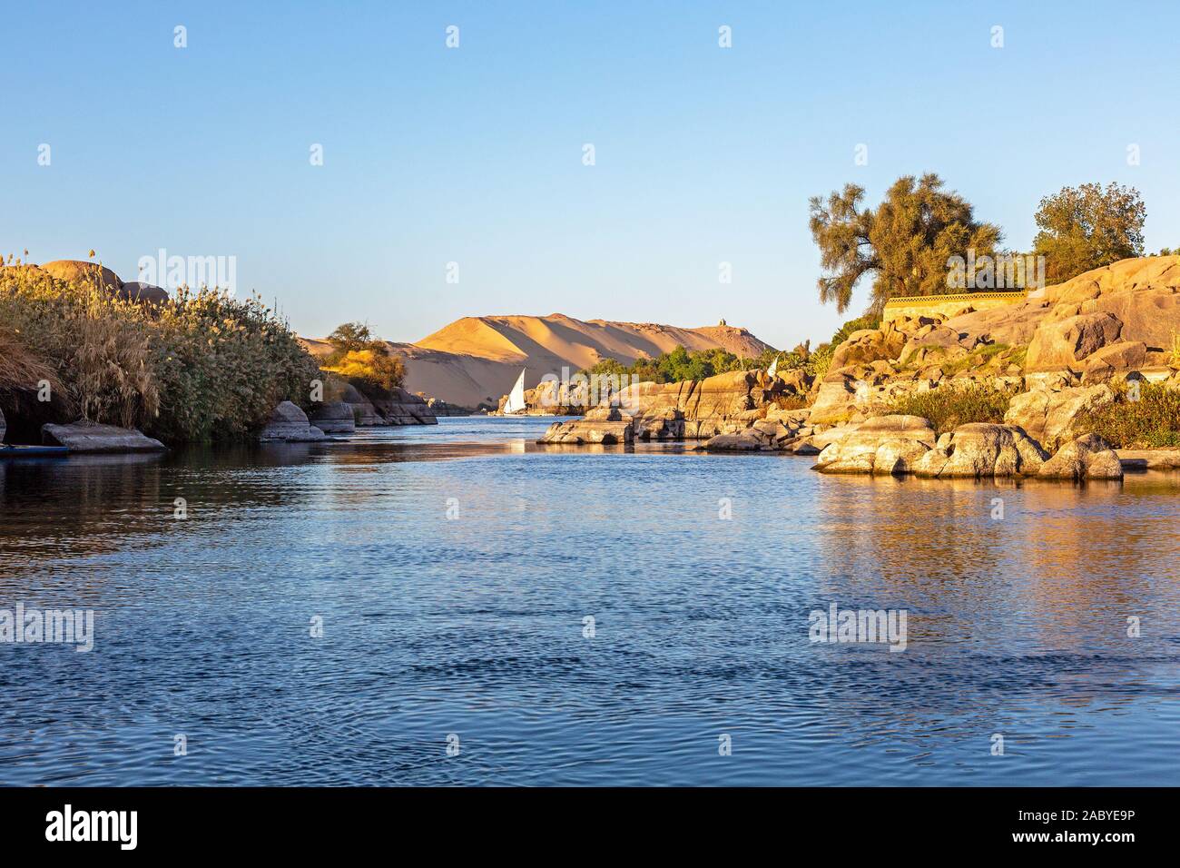 L'île Éléphantine, sur le Nil à la cataracte du Nil, Assouan, Egypte, Afrique du Sud Banque D'Images