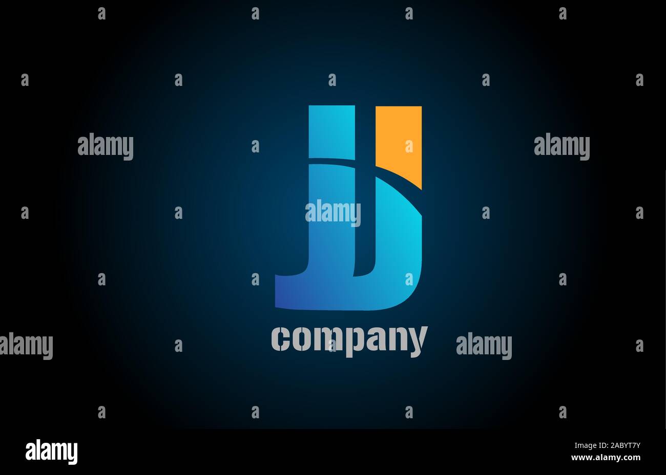 Logo bleu et orange j lettre de l'alphabet d'icône du design pour l'entreprise. Approprié comme un logo d'entreprise Illustration de Vecteur